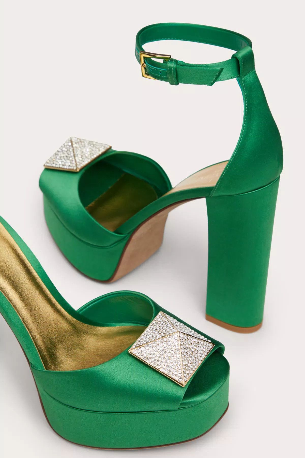 Valentino o1s1wg111125 One Stud Open-toe Satin Platform Pumps in Green Size US 7.5 / IT 37.5 - 5 Thumbnail