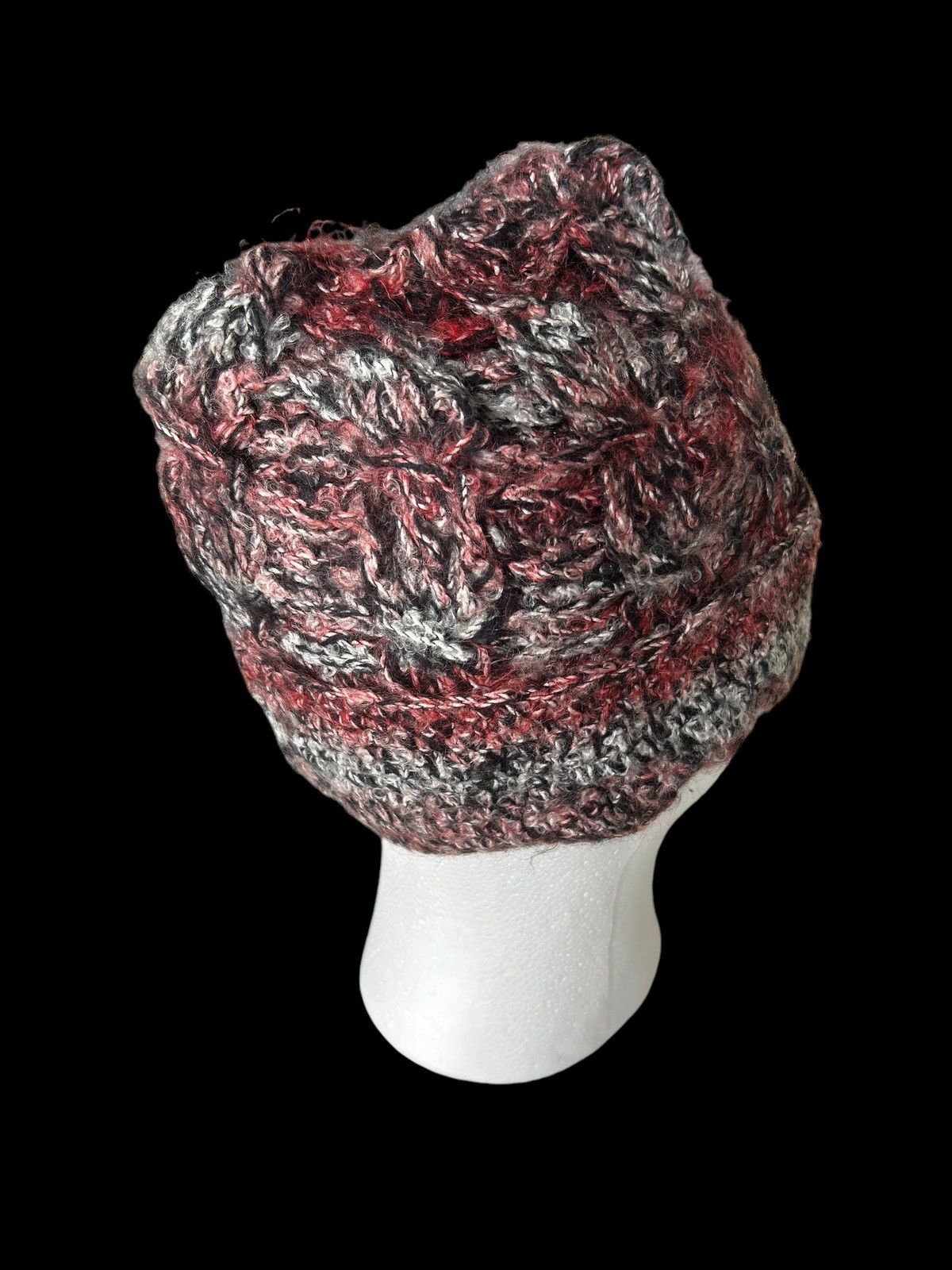 14th Addiction × Japanese Brand Punk Bondage Style Crochet Knitted Handmade fur Beanie Hats☠️ Size ONE SIZE - 4 Thumbnail