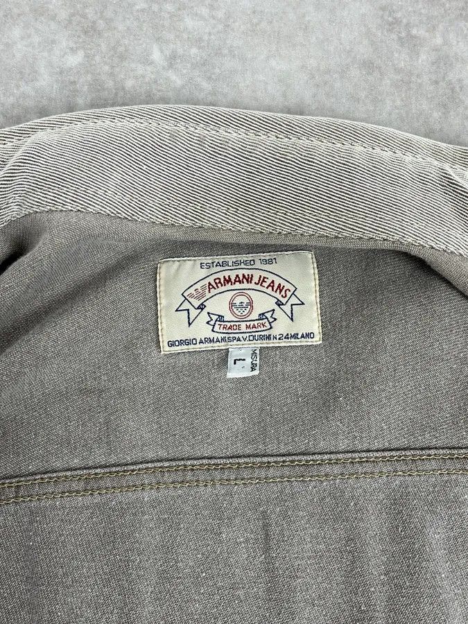 Armani 1990s Armani Khaki Grey Shirt Size US M / EU 48-50 / 2 - 9 Thumbnail