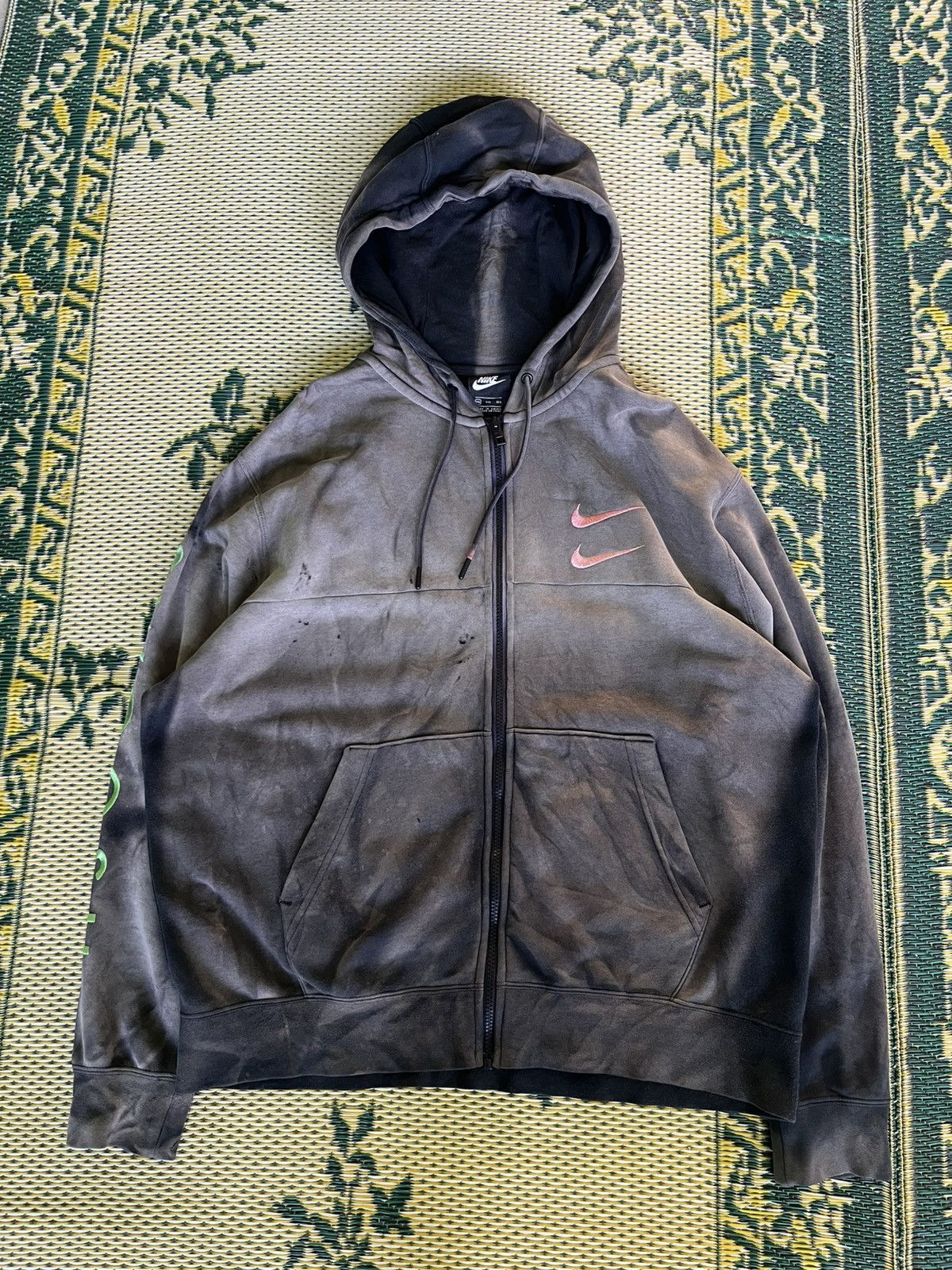 Nike Nike Distressed Zip Hoodie Double Swoosh Sleeve Logo Size US XL / EU 56 / 4 - 1 Thumbnail
