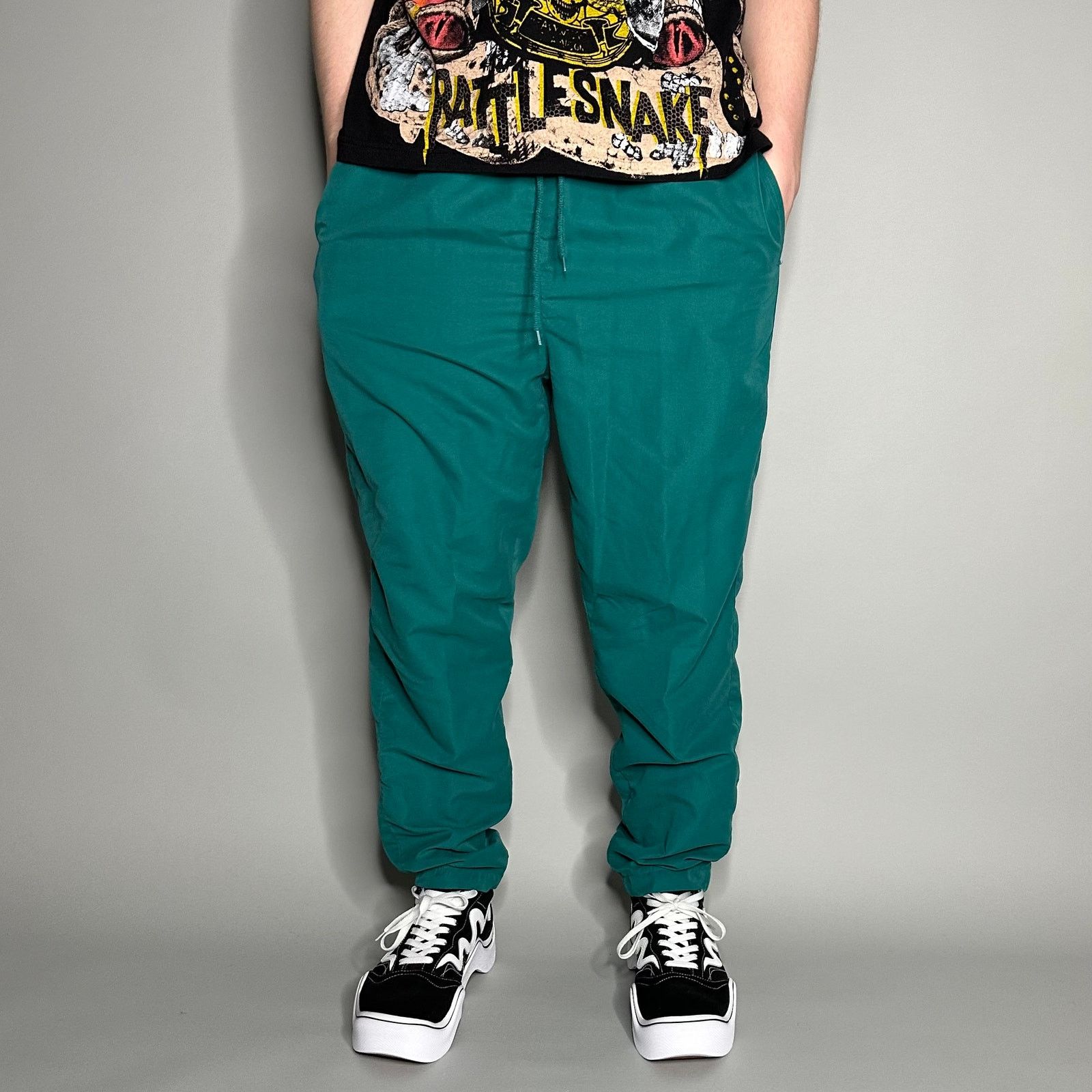 Vintage Vintage 90s Track Pants Mens M Teal Polyester Joggers Lined Size US 32 / EU 48 - 3 Thumbnail