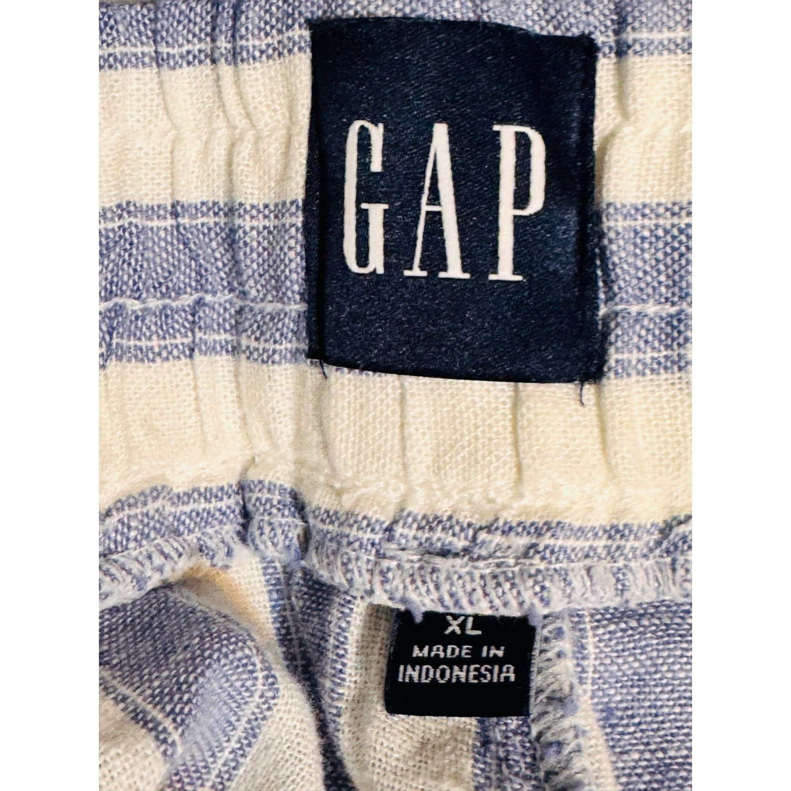 Gap Gap Shorts Womens XL Linen Blend Elastic Waist Blue White Size 36" / US 14 / IT 50 - 7 Thumbnail