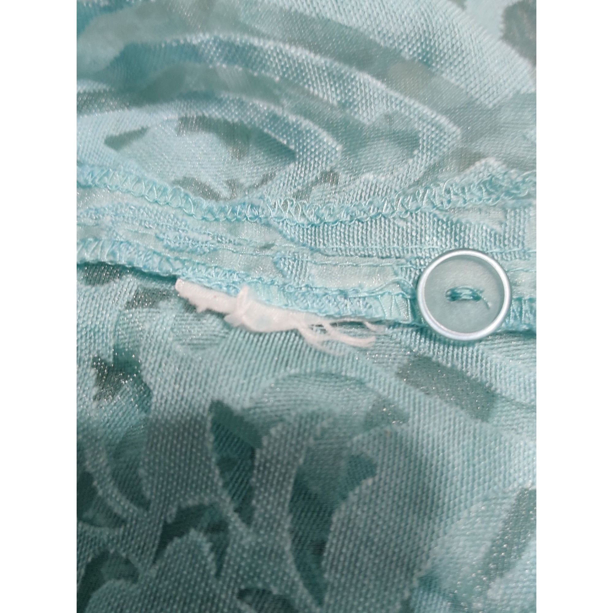 Vintage Womenx XL Blouse Turquoise Blue Sheer Burnout Vintage Button Size XL / US 12-14 / IT 48-50 - 10 Thumbnail
