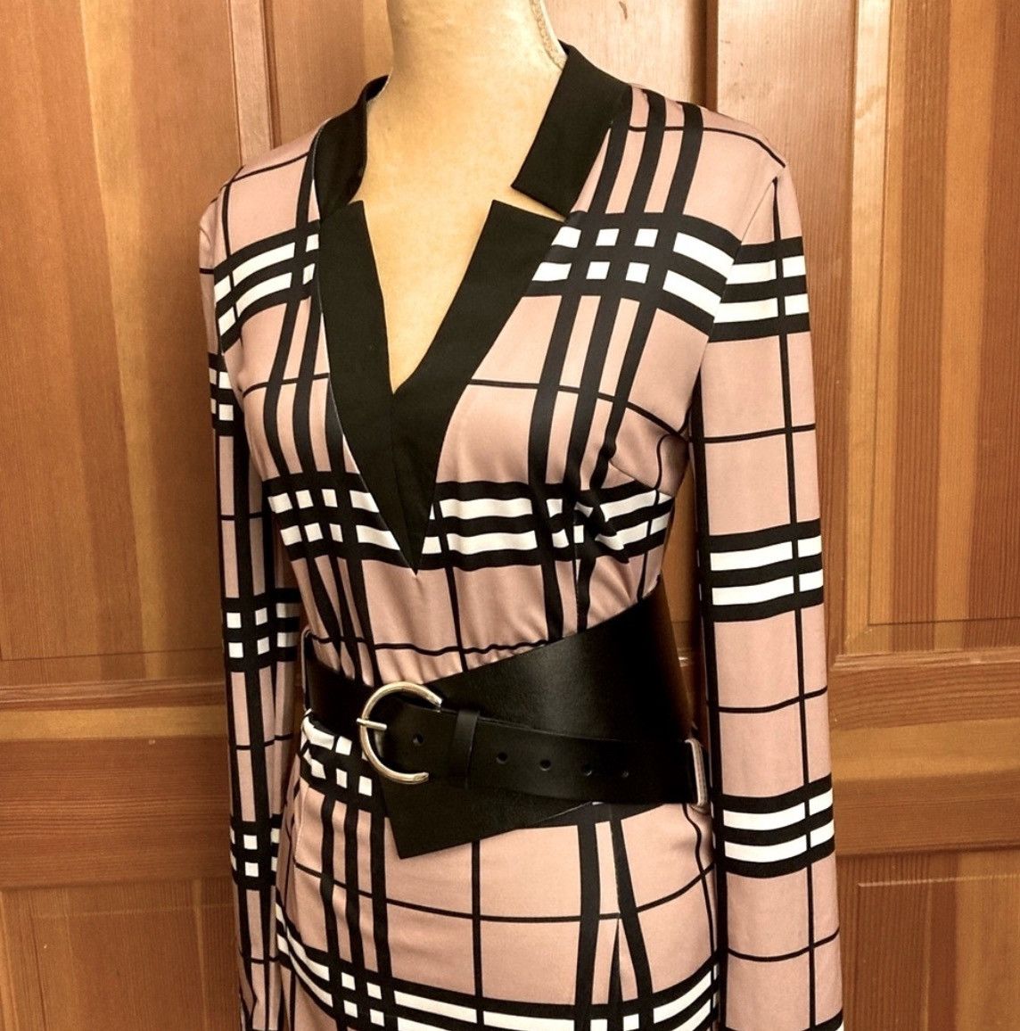 Designer NWT, Lavishly Paris Belted Fall Season Plaid Design Dress Size M / US 6-8 / IT 42-44 - 13 Thumbnail