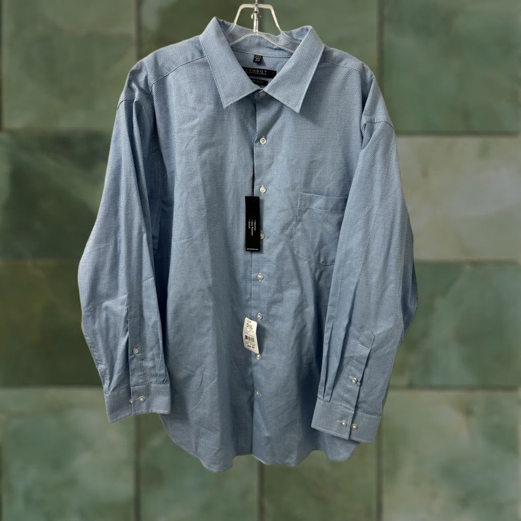 Vintage Synrgy Performance Shirt Mens 18.5 34/35 Blue Geometric Button Up NWT 5 MSRP Size US XXL / EU 58 / 5 - 1 Thumbnail