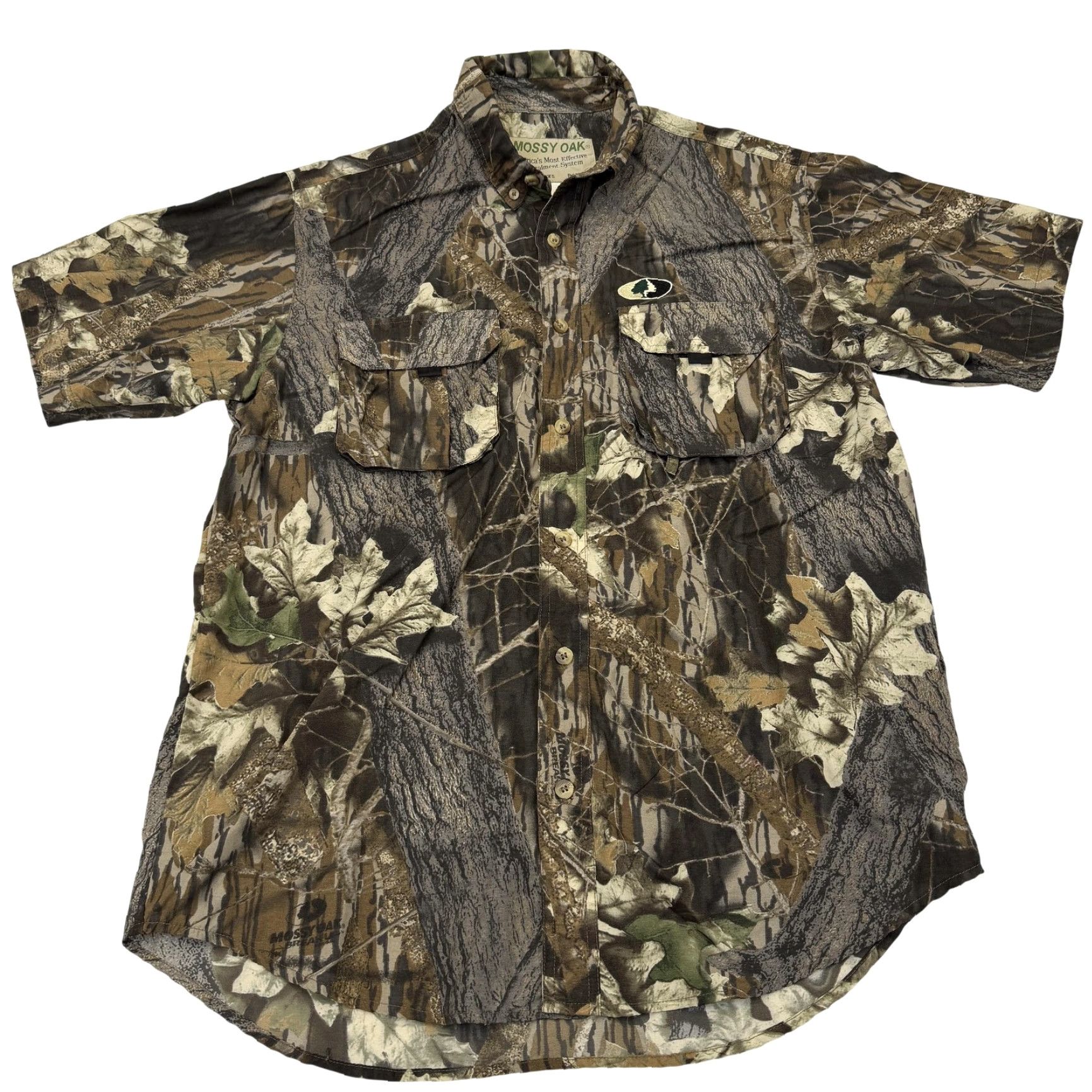 Vintage Mossy Oak Shirt Mens 44 Brown Camo Short Sleeve Button Up Vented Hunting Outdoor Size US XXL / EU 58 / 5 - 2 Thumbnail
