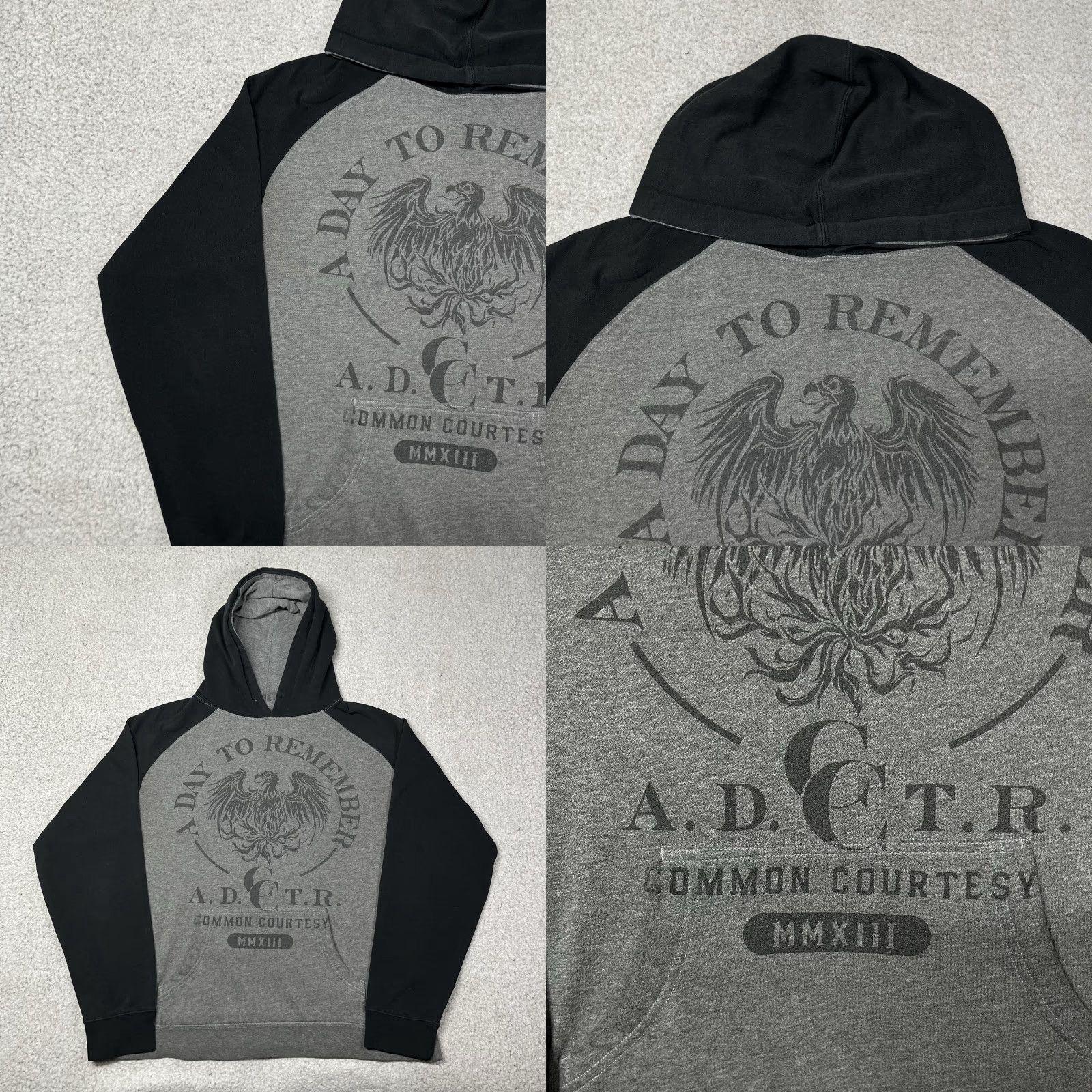 Vintage A Day To Remember Hoodie Mens M Band Rock Common Courtesy ADTR Merch Tour Black Cotton Fleece Logo Hooded Vintage Mens Size US M / EU 48-50 / 2 - 8 Thumbnail