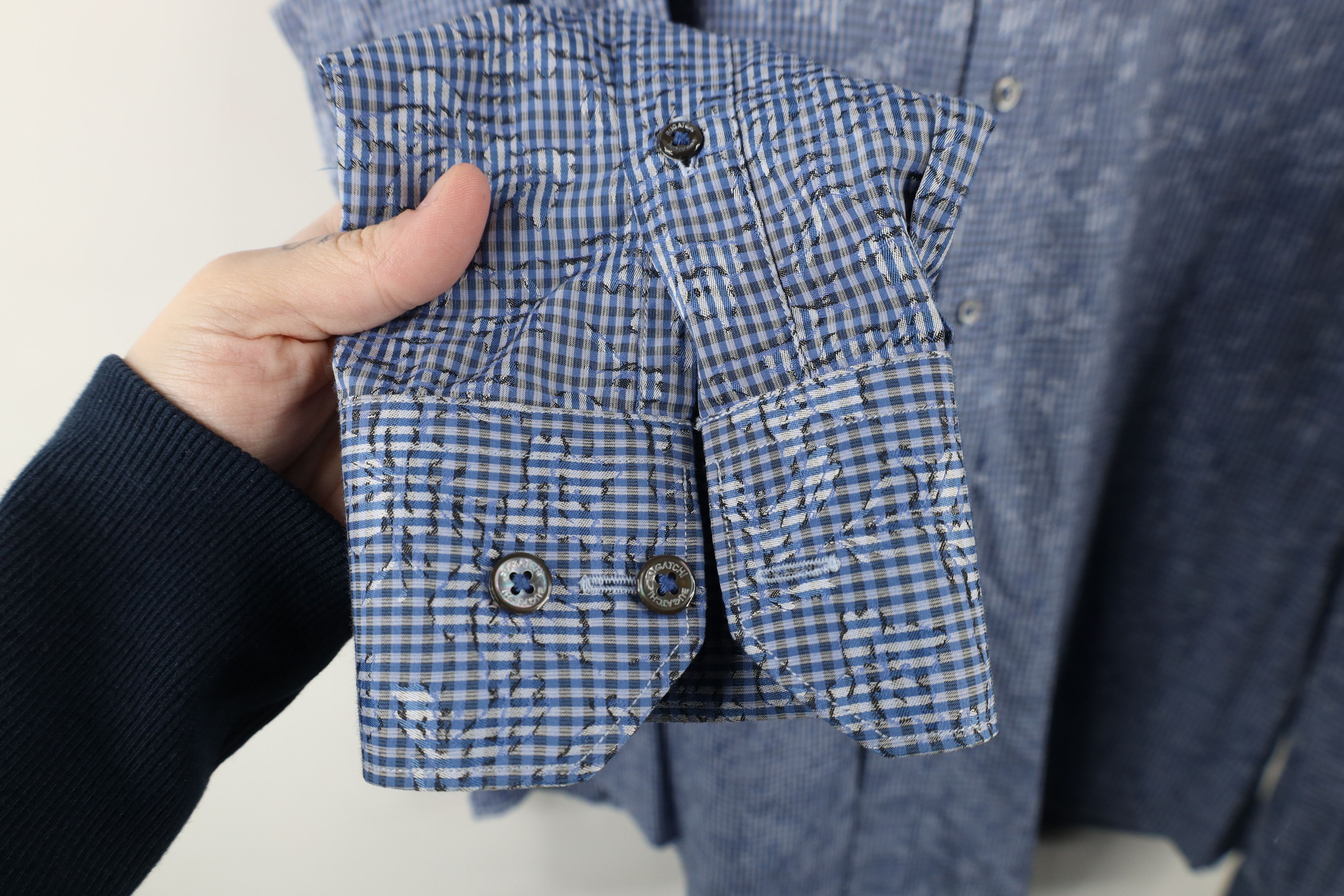 Vintage Bugatchi Uomo Fit Striped Flower Collared Button Shirt Blue Size US XL / EU 56 / 4 - 5 Thumbnail