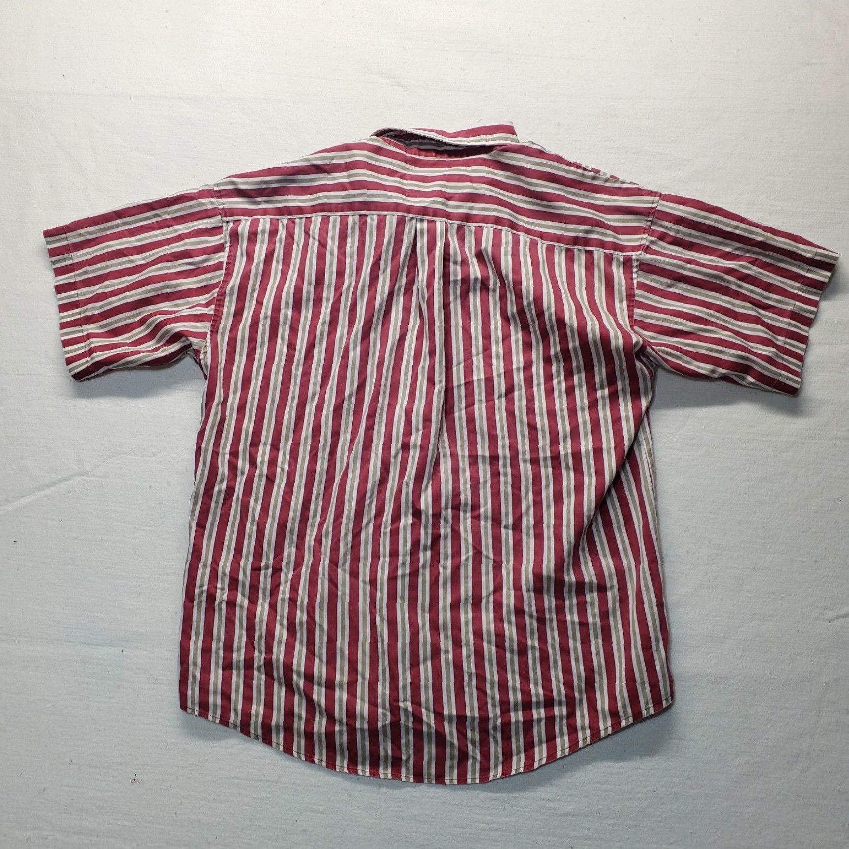 Vintage Loafers Shirt Red Striped Button Up Short Sleeve Adult Men XL Button-Down Collared Casual Shirt Size US XL / EU 56 / 4 - 7 Thumbnail