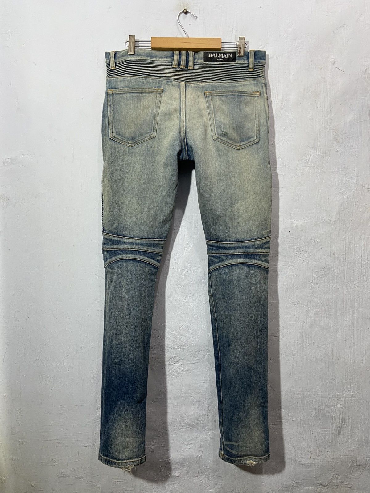 Balmain Balmain Denim Distressed Jeans moto bike Size US 31 - 14 Thumbnail