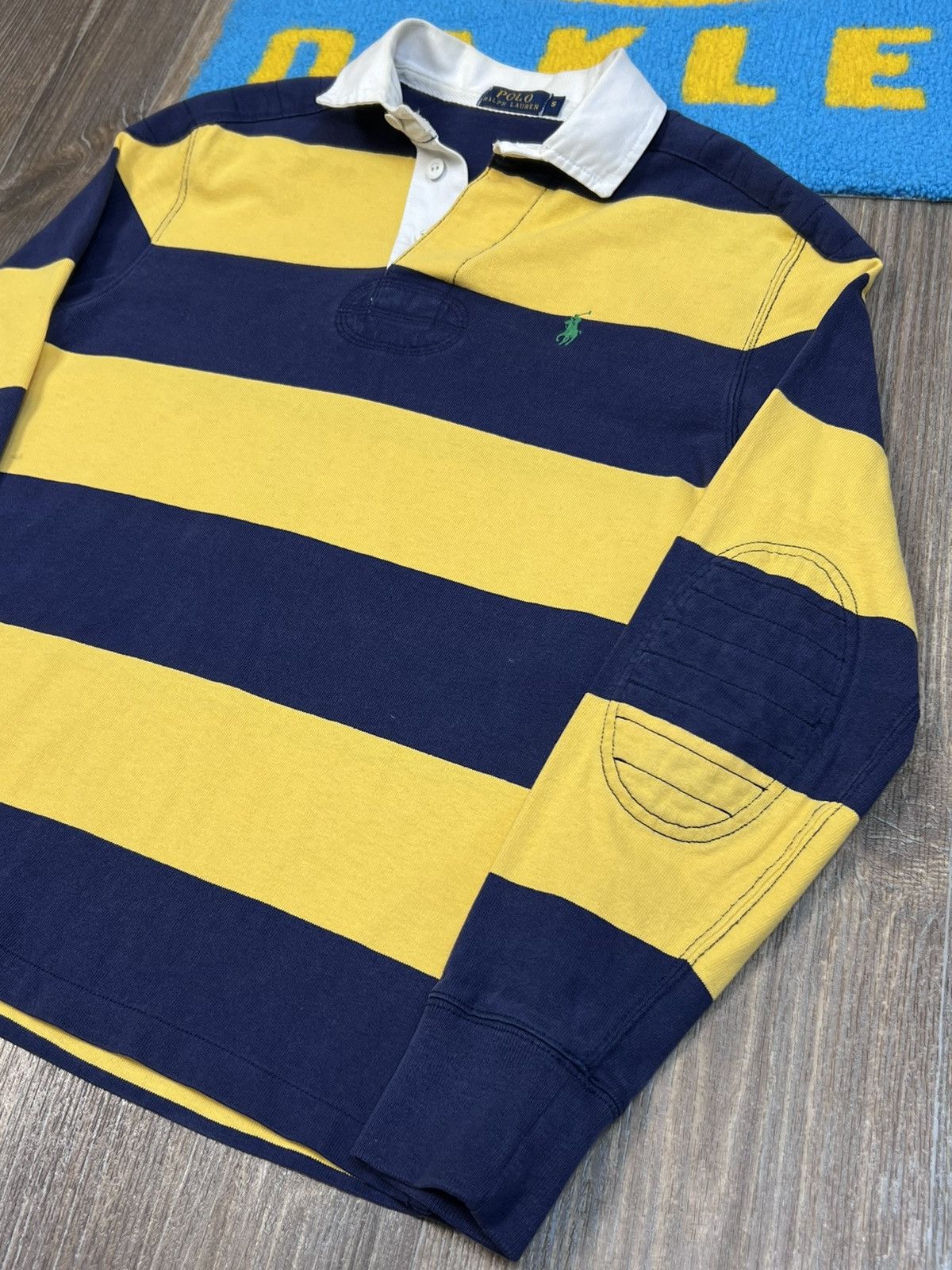 Polo Ralph Lauren × Rugby Ralph Lauren × Vintage Polo Ralph Lauren Yellow Blue Rugby Polo Long Sleeve Shirt Size US S / EU 44-46 / 1 - 4 Thumbnail
