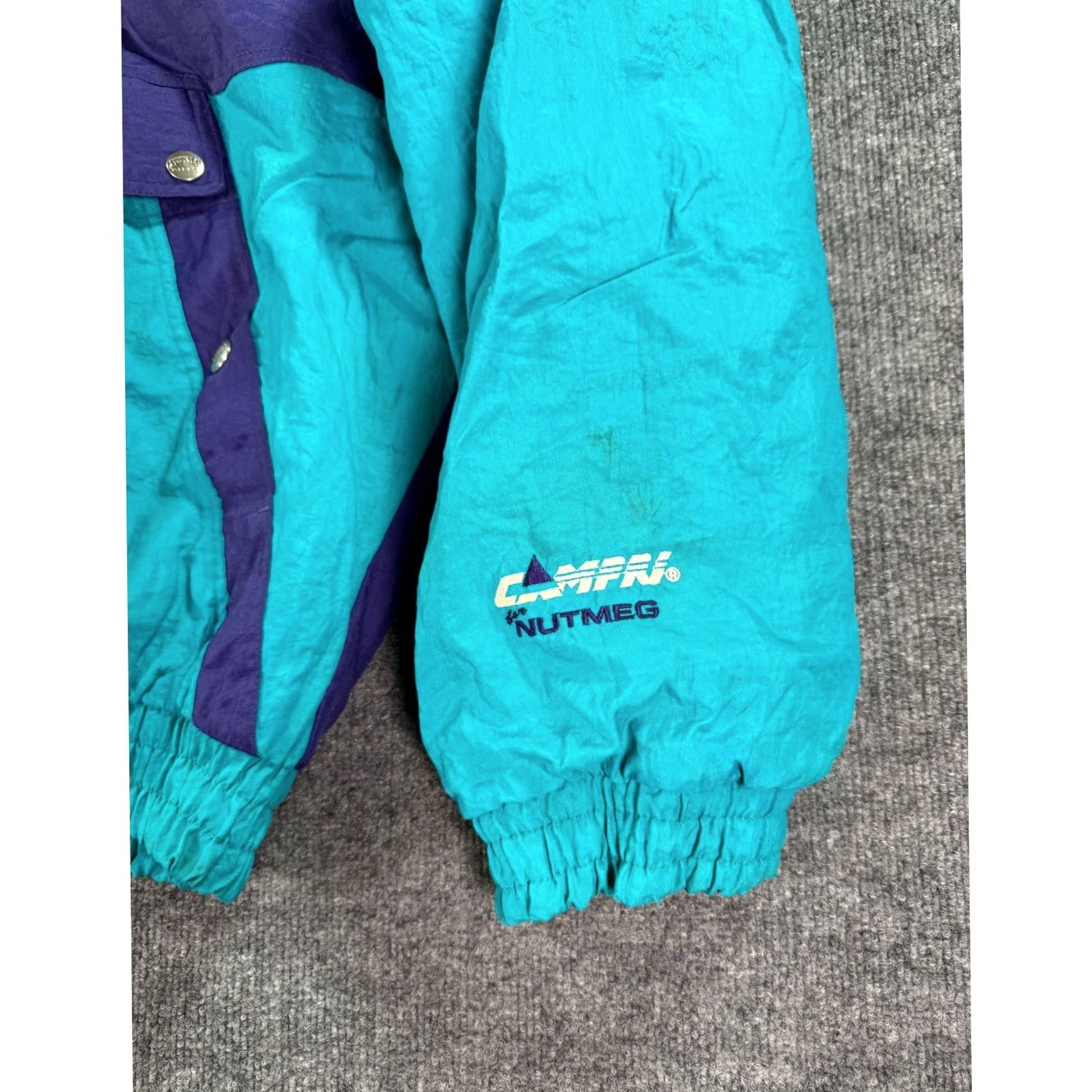 Nutmeg VINTAGE Nutmeg Charlotte Hornets Windbreaker Jacket XL Teal Purple 90s NBA Embroidered Logo Zip Snap Mens Size US XL / EU 56 / 4 - 3 Thumbnail