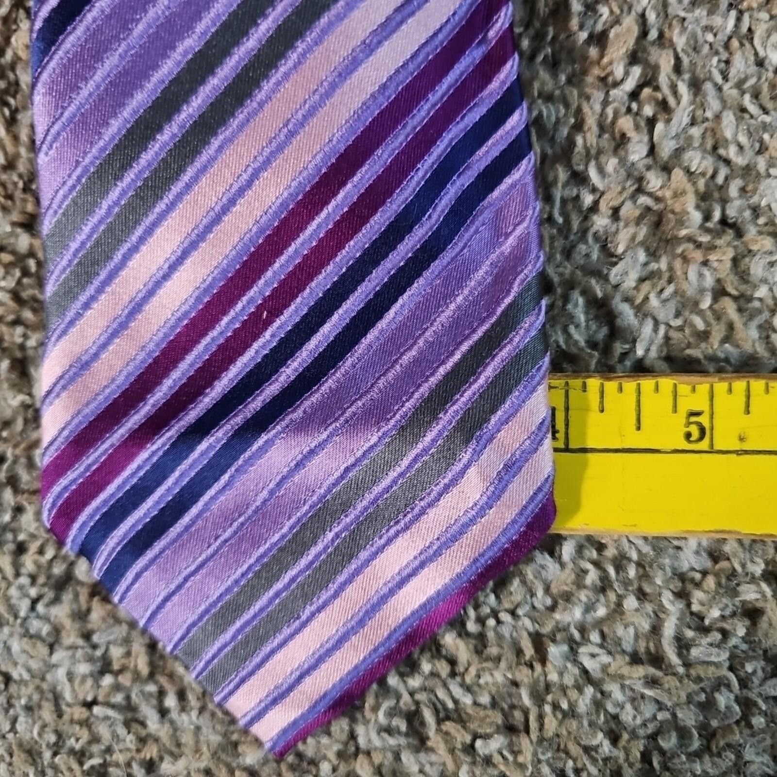Van Heusen Van Heusen 100% Silk Handmade Purple Necktie Size ONE SIZE - 4 Thumbnail