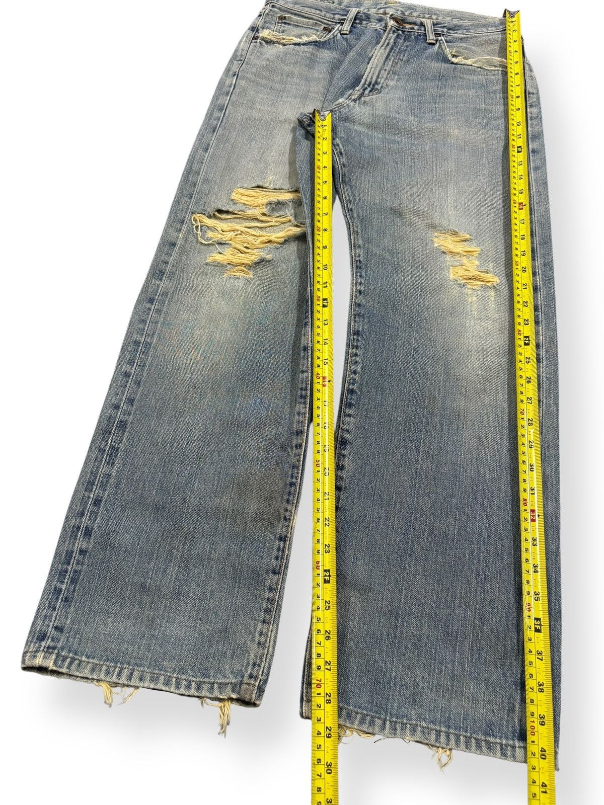 Edwin Vintage Edwin 505X Selvedge Mud Wash Loose Distressed Jeans Size US 31 - 16 Thumbnail