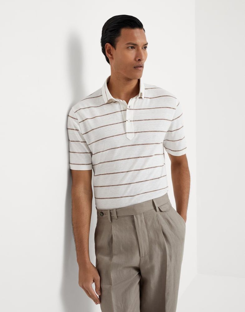 Brunello Cucinelli o1w1db10825 Polo T-Shirt in White Size US L / EU 52-54 / 3 - 2 Thumbnail