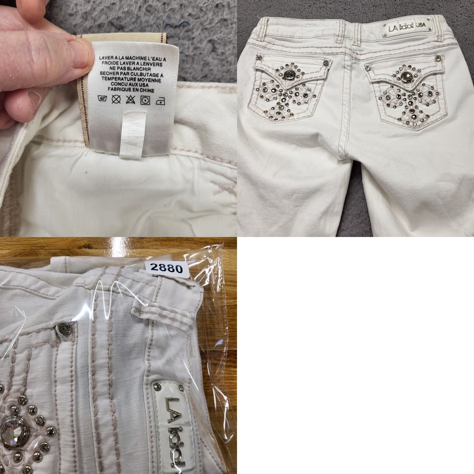 Denime L.A Idol USA Capris Women's Size 11 W33-L21 Ivory Denim Straight Leg Jeans READ Size 32" / US 10 / IT 46 - 10 Thumbnail
