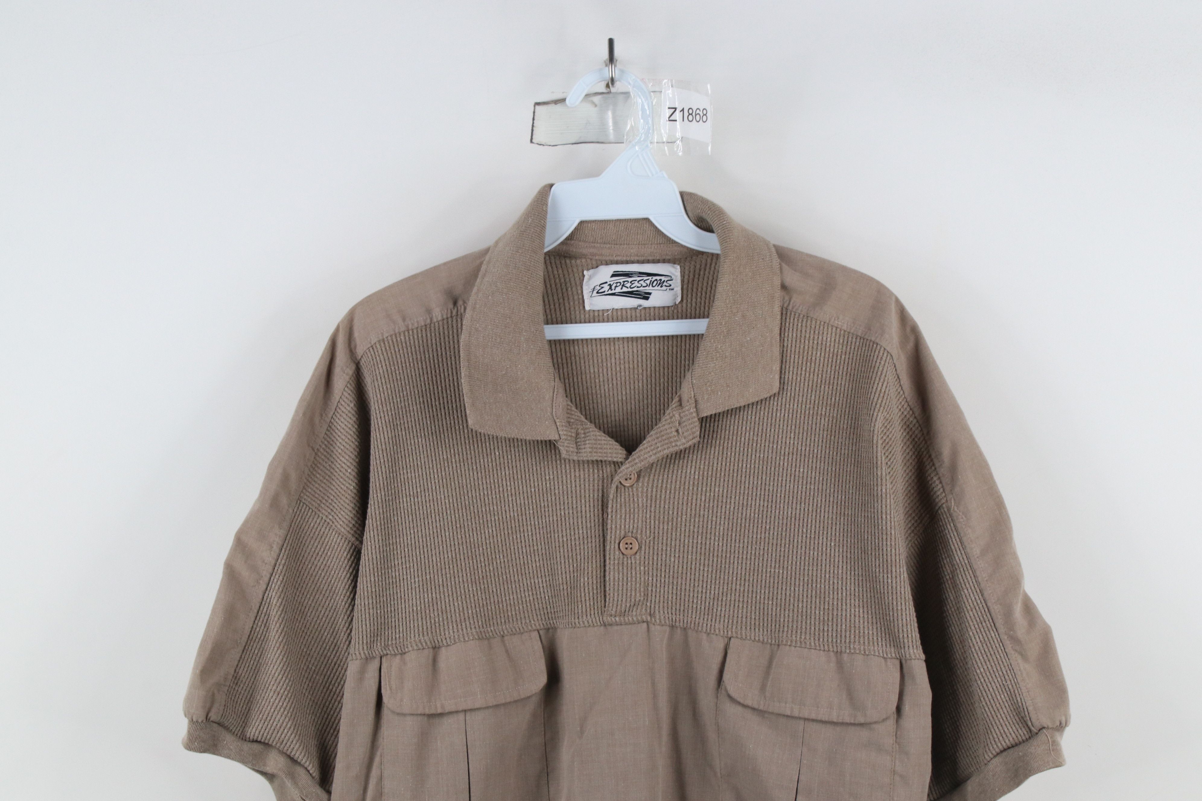 Vintage Vintage 90s Streetwear Thermal Waffle Pullover Polo Shirt Size US L / EU 52-54 / 3 - 2 Thumbnail