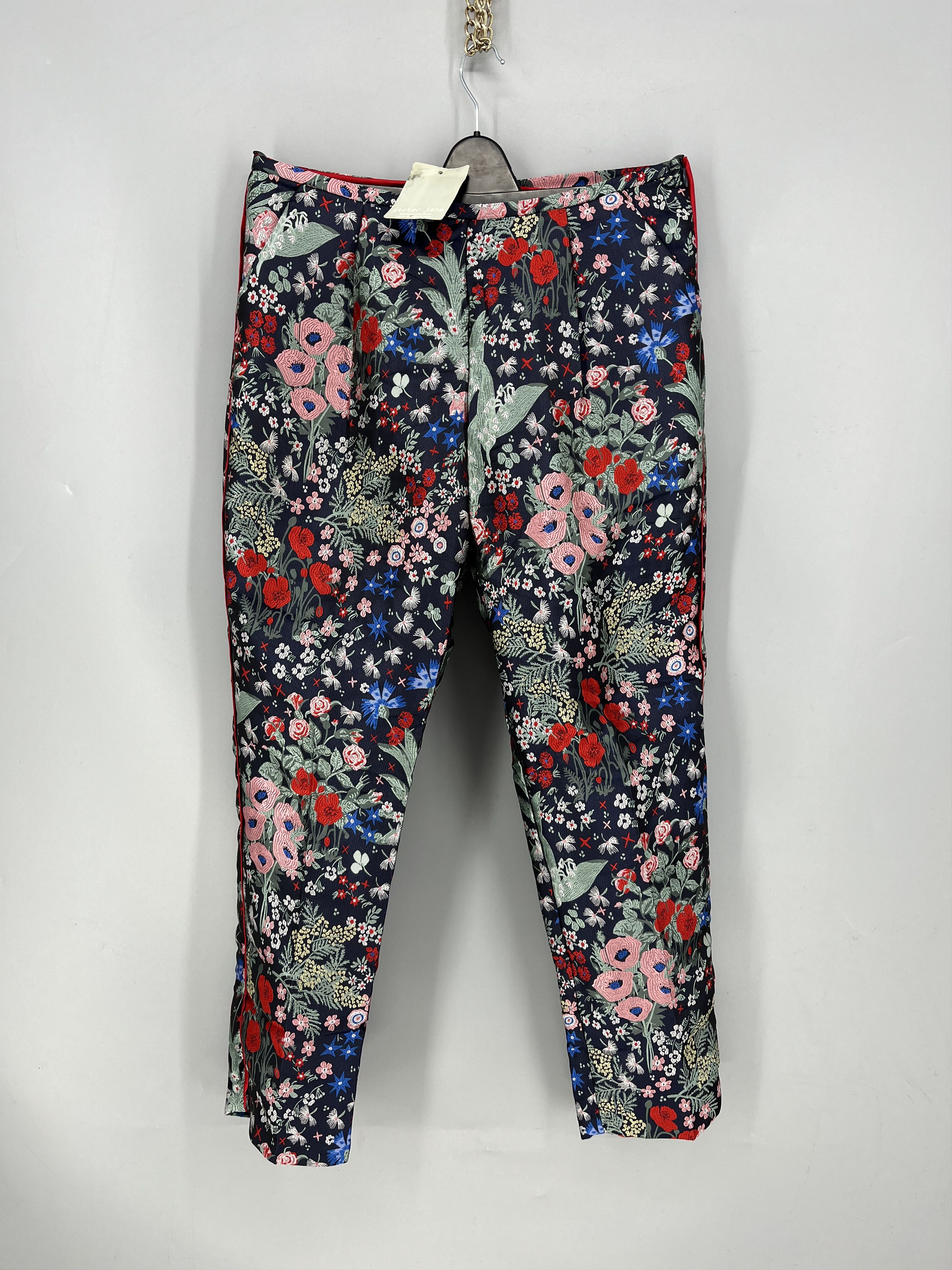 Vintage NEW SISTER JANE Floral Jacquard Trousers Size 32" / US 10 / IT 46 - 1 Thumbnail