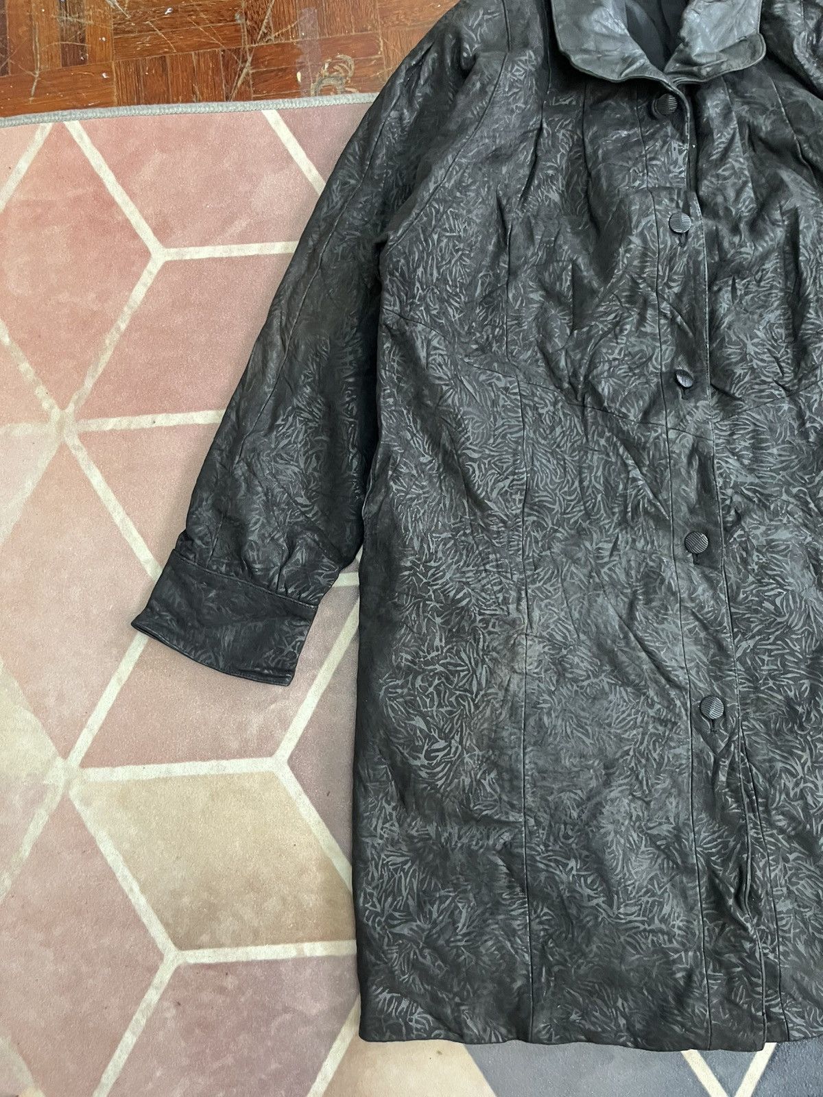 Genuine Leather 💥TRUE VINTAGE 80s Unbrand Leather Heavy Jackets Fullprinted Size L / US 10 / IT 46 - 2 Thumbnail