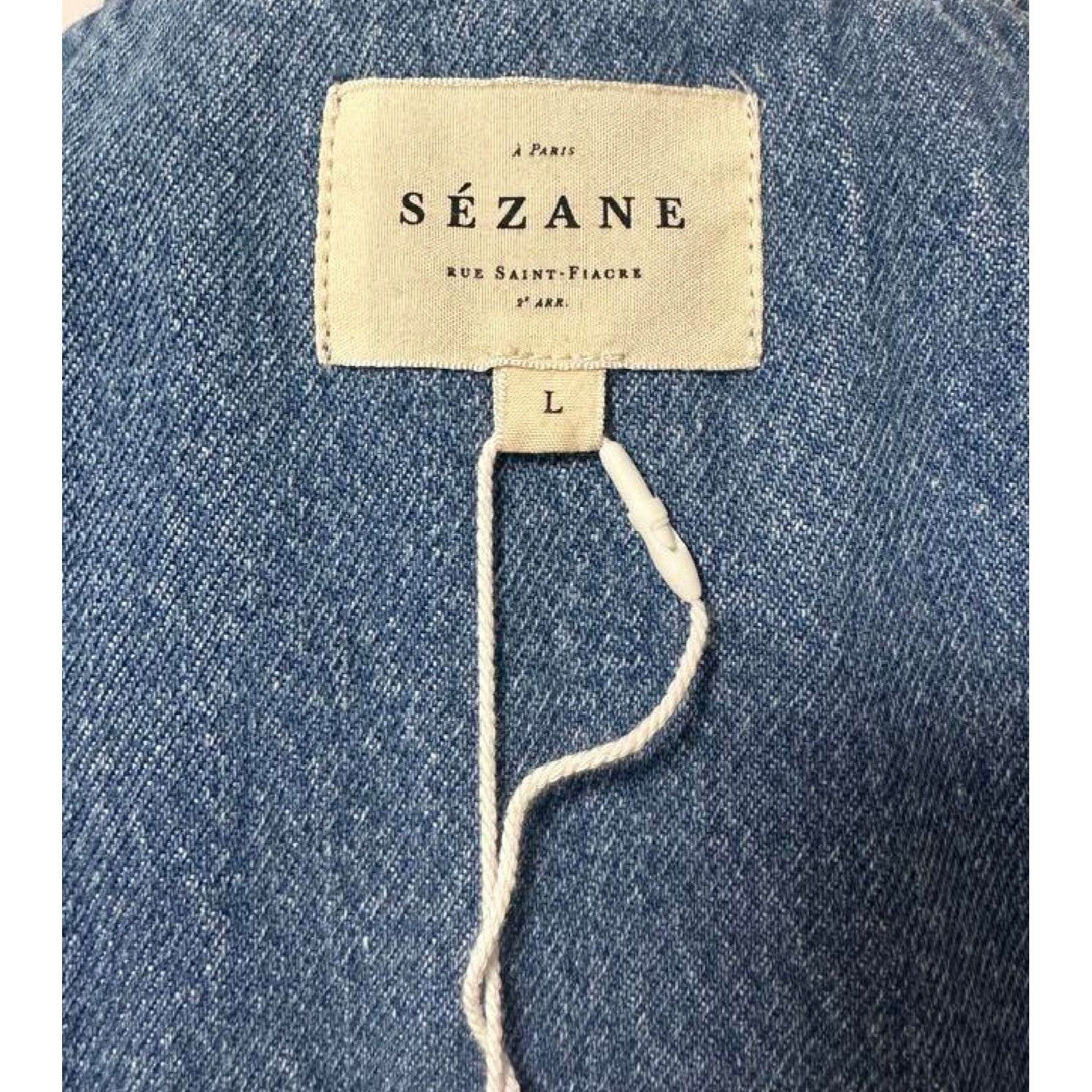 Sezane NWT Sezane denim FAYE JACKET vest Light Blue SZL bust39 Size L / US 10 / IT 46 - 7 Thumbnail