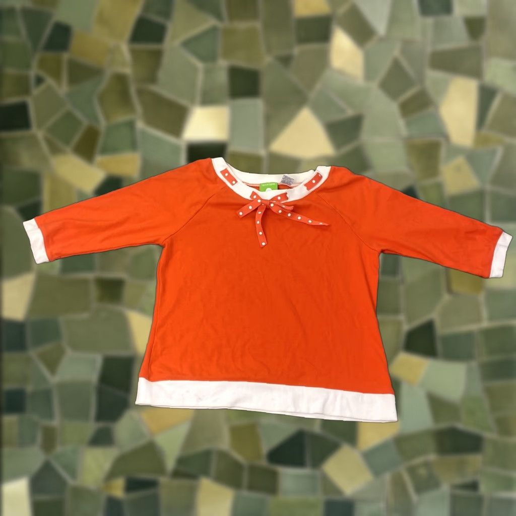 Vintage VINTAGE Sportelle Shirt Womens M Orange White Bow Scoop Neck 3/4 Sleeve Cotton Size M / US 6-8 / IT 42-44 - 1 Thumbnail