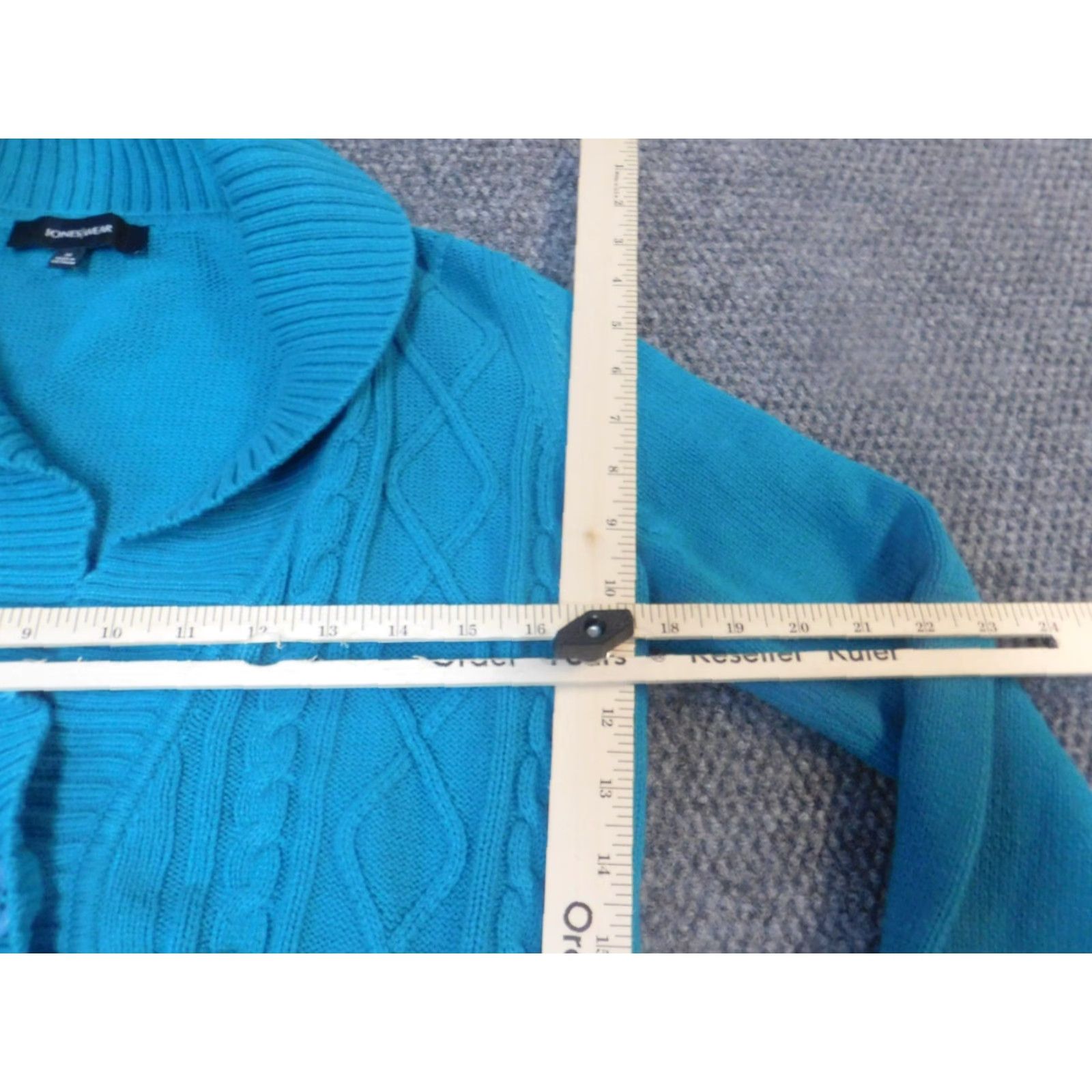 Vintage Jones Wear Womens Sweater Cardigan Long Sleeve Round Neck Puff Sleeve Blue M Knit Cotton Button Bow Tie Vintage No Size M / US 6-8 / IT 42-44 - 5 Thumbnail