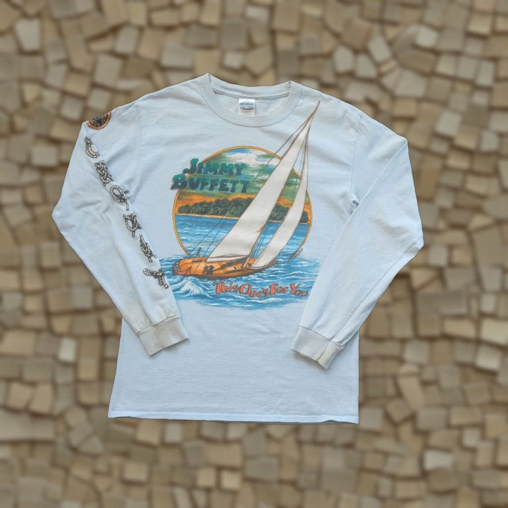 Gildan VINTAGE Gildan T-Shirt Mens S Blue Jimmy Buffett This Ones For You Yacht Rock Music Tour VTG Y2K 2000s Rock Crew Neck Long Sleeve Cotton Size US S / EU 44-46 / 1 - 1 Thumbnail