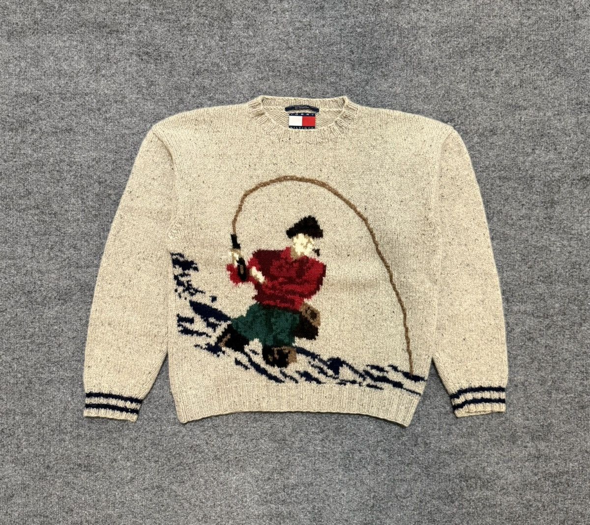 Tommy Hilfiger Vintage 90s Tommy Hilfiger Hand Knit Fishing Sweater Size US M / EU 48-50 / 2 - 1 Thumbnail