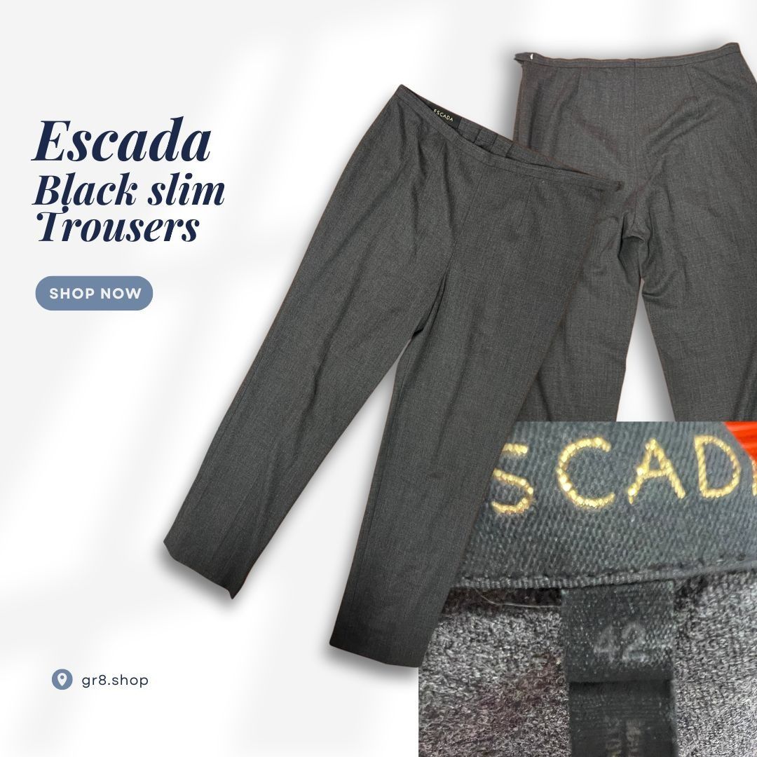 Escada Escada Women’s Black Slim Fit Trousers Size 10 Tailored Dres Size 32" / US 10 / IT 46 - 1 Thumbnail