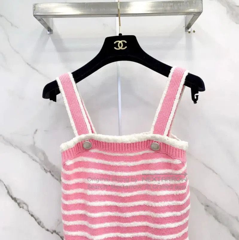 Chanel Chanel Pink Striped Wool Blend Dress . Size S / US 4 / IT 40 - 2 Thumbnail
