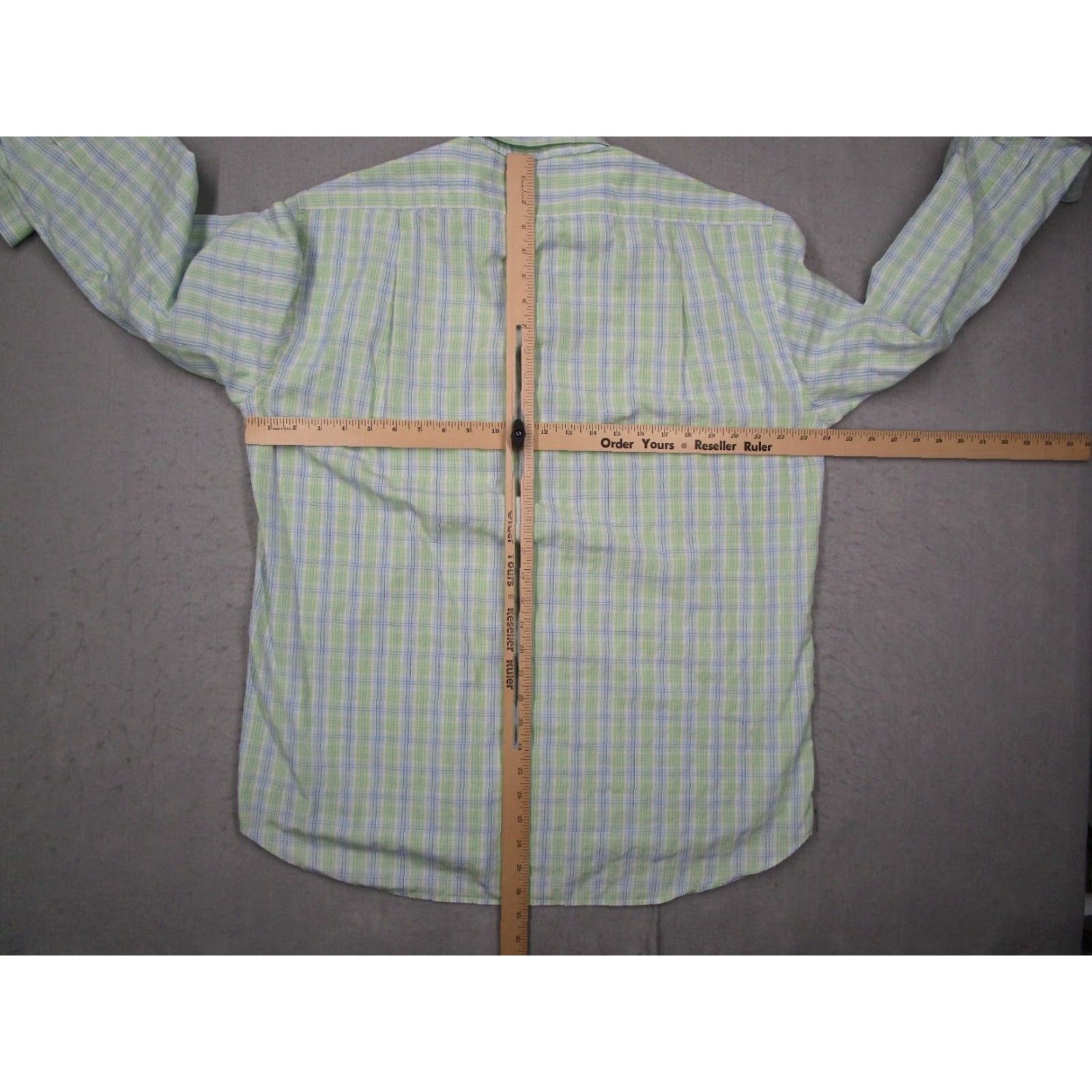 Canali Canali Mens Large Green Blue Check Button Up Cotton Dress Shirt Italy Size 42R - 6 Thumbnail
