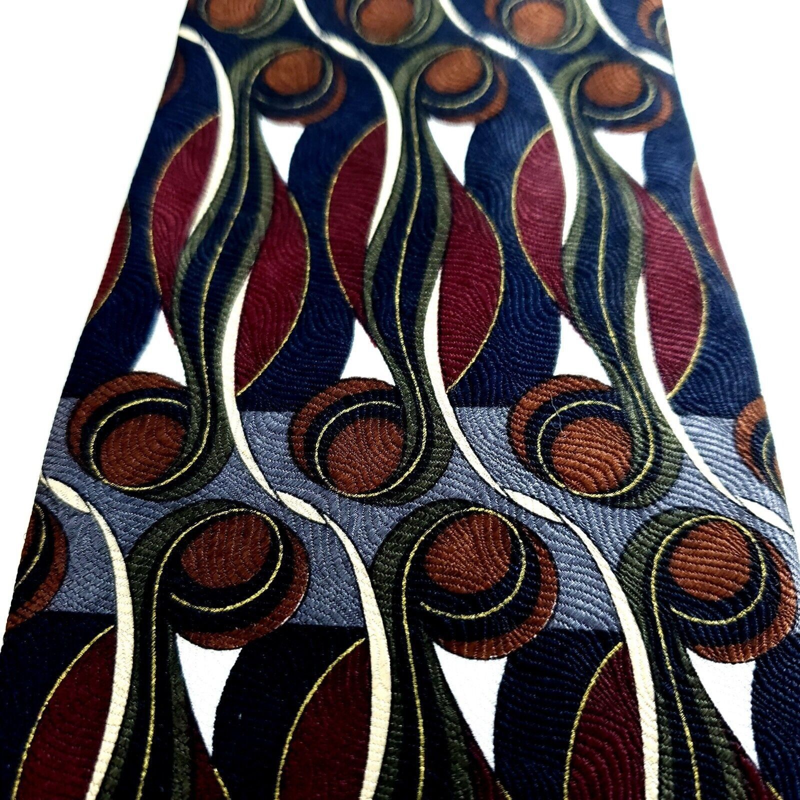 Designer Martin Wong XL Multi-Colored Abstract Long Wide Silk Tie Size ONE SIZE - 2 Thumbnail