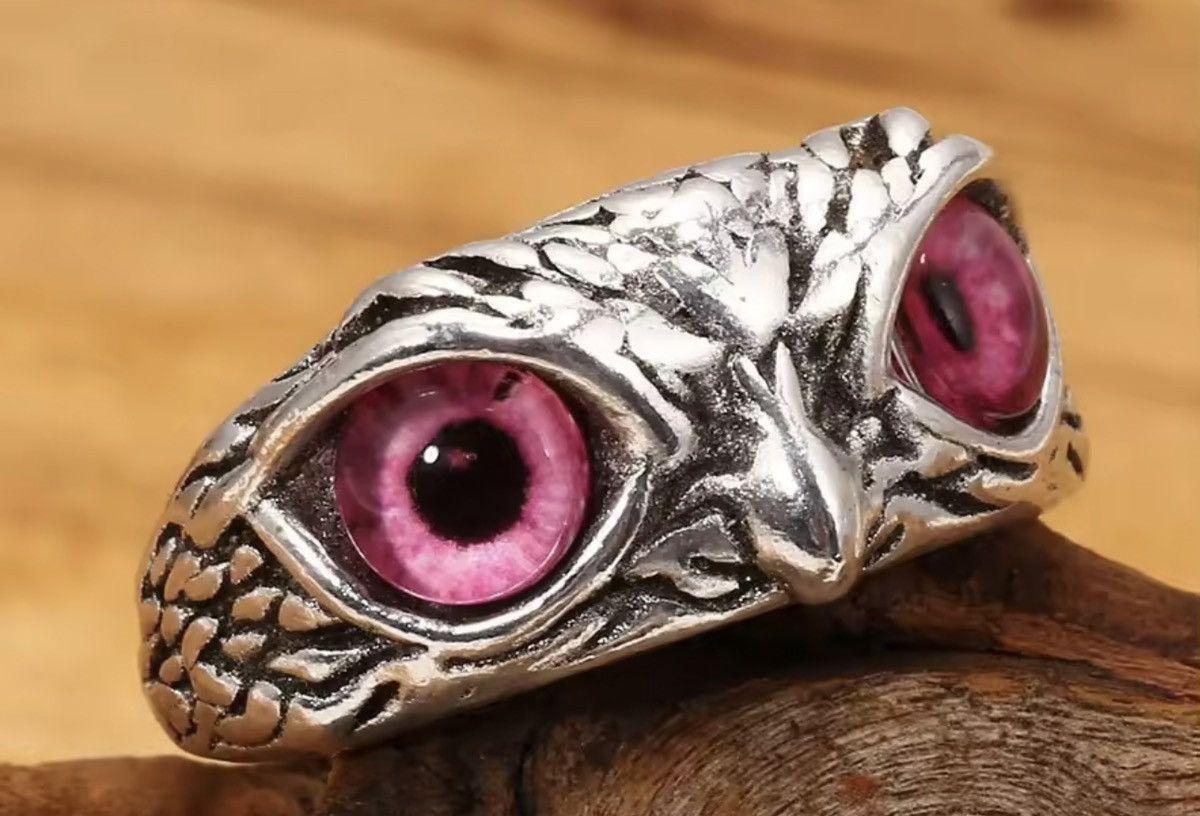 Jewelry Gothic Punk Silver Tone Owl Ring Eyes Adjustable Size Size ONE SIZE - 3 Thumbnail