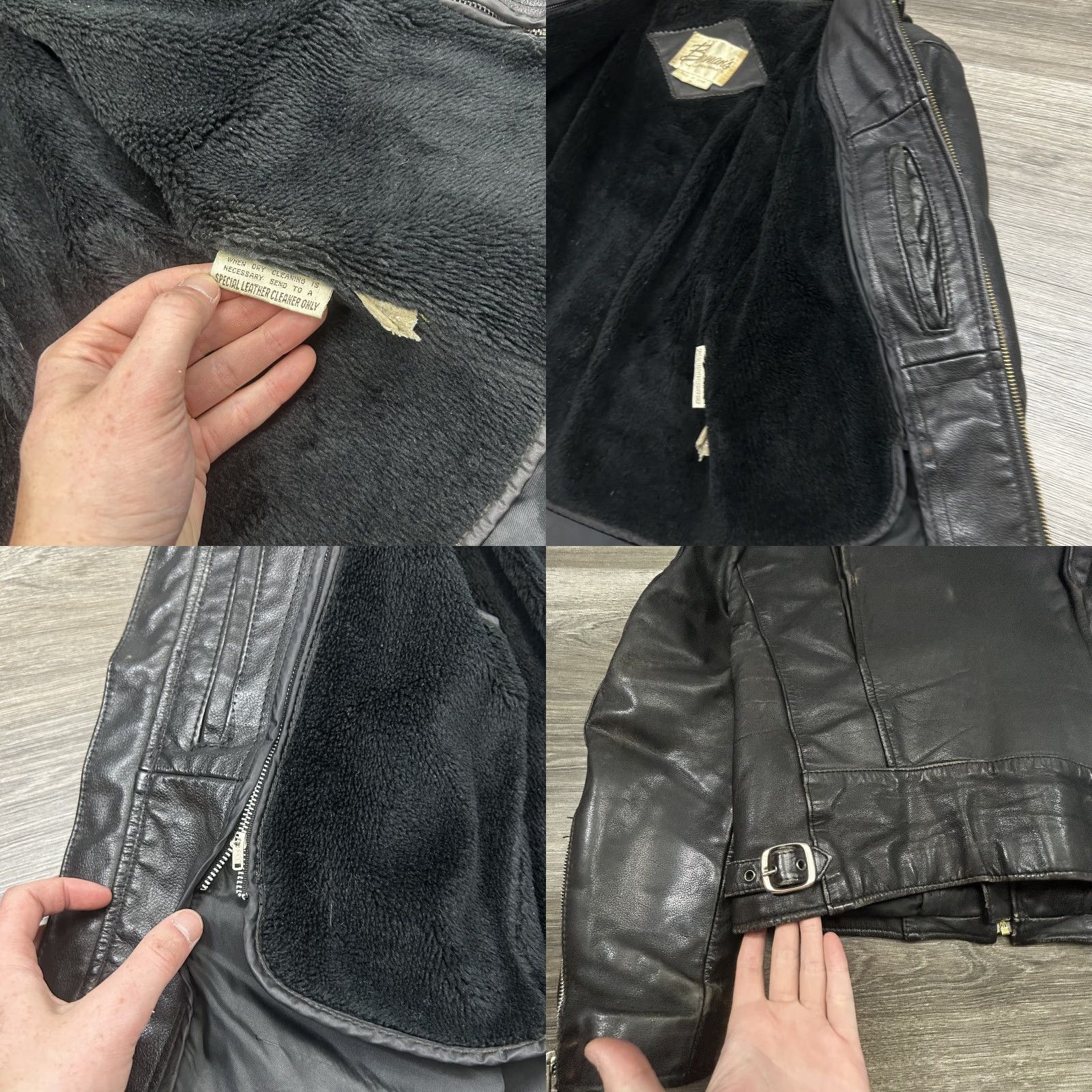 Ben Sherman VINTAGE Bermans Leather Jacket Mens 38 Medium Black Motorcycle Biker Size US XXS / EU 40 - 10 Thumbnail