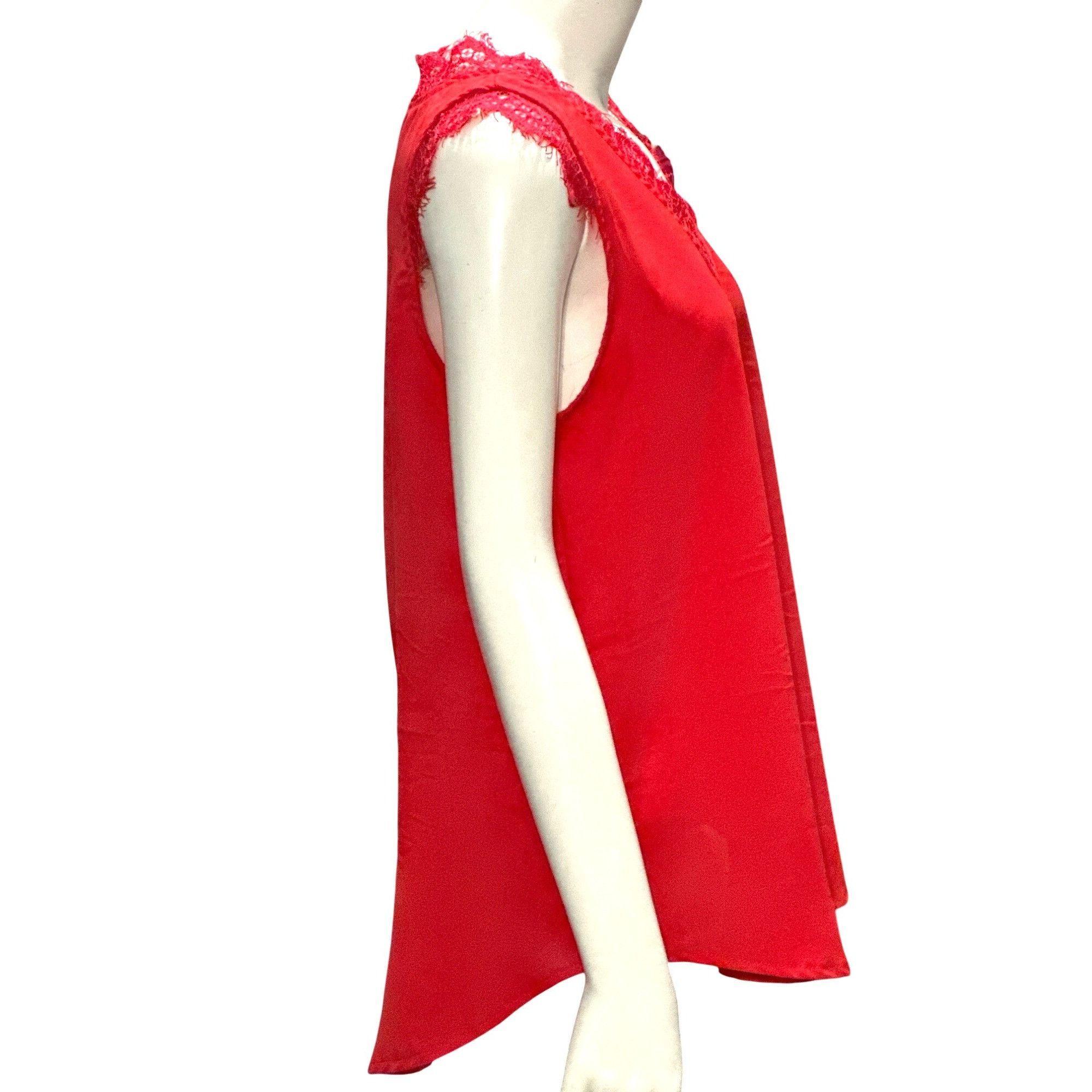Other CCC Red Lace Trim Satin Sleeveless Tank Top V Neck Dressy Bl Size L / US 10 / IT 46 - 4 Thumbnail