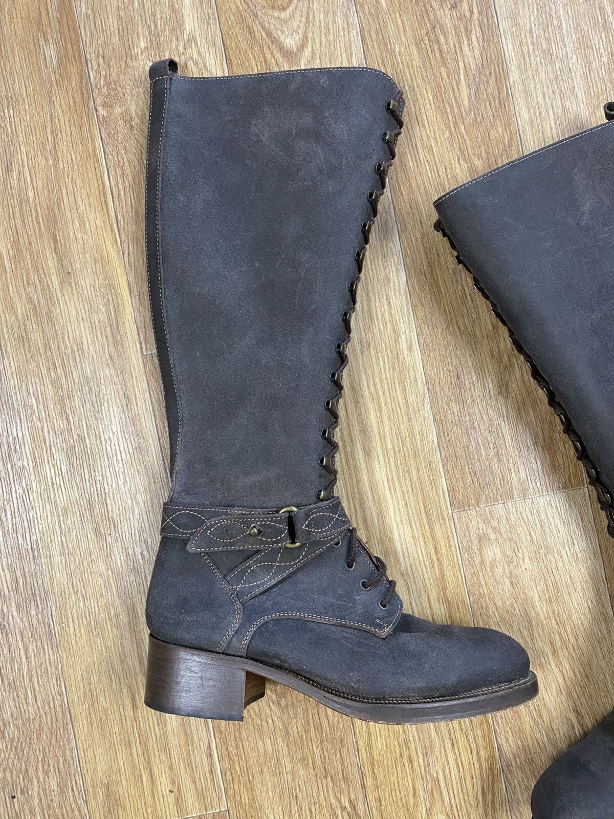 Buttero Buttero Vintage Knee-high Brown Leather Engineer Boots Size US 8 / IT 38 - 3 Thumbnail