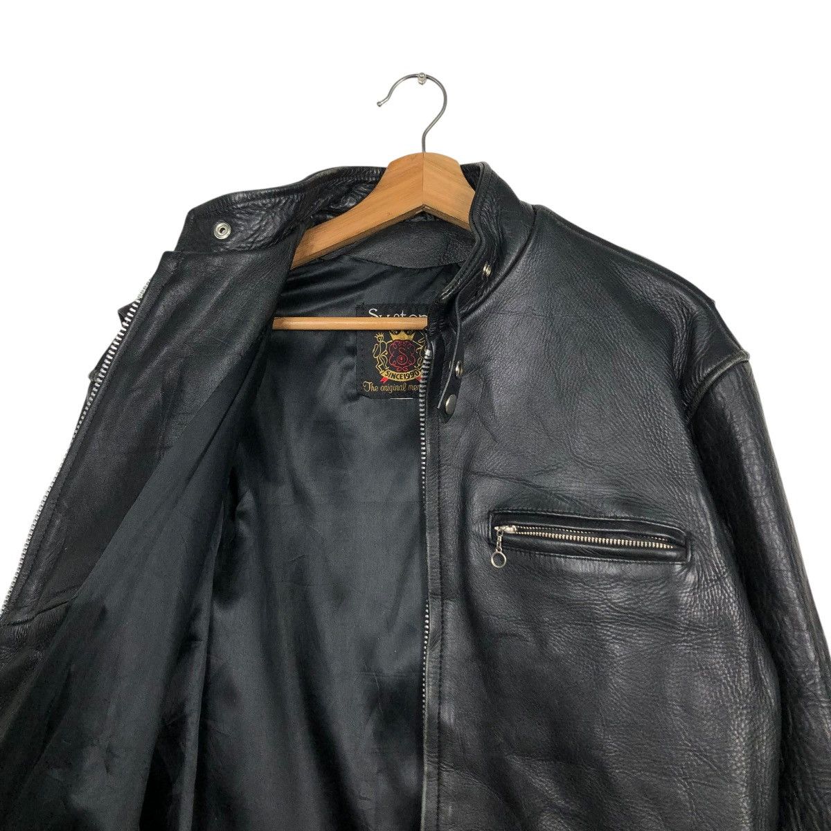 Vintage 🔥VINTAGE LEATHER JACKET CAFE RACER SV.STONE COWHIDE LEATHER Size US M / EU 48-50 / 2 - 14 Thumbnail