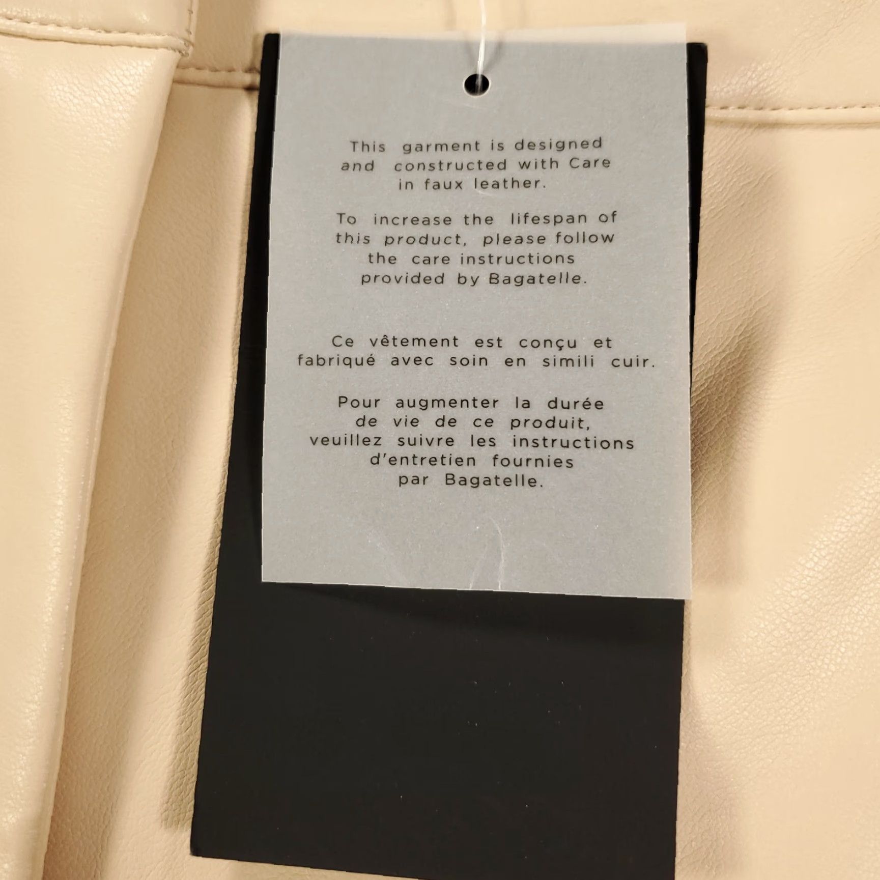 Vintage Bagatelle Brand New Womens Wide Leg Faux Leather Pants Size Large Cropped Peach Cream Beige NWT Size 36" / US 14 / IT 50 - 4 Thumbnail