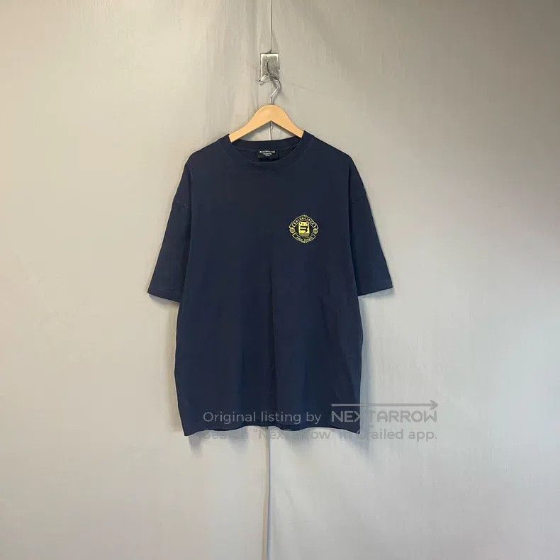 Balenciaga Balenciaga Navy Blue Embroidered Double Hook Medal Logo Sh Size US M / EU 48-50 / 2 - 1 Thumbnail