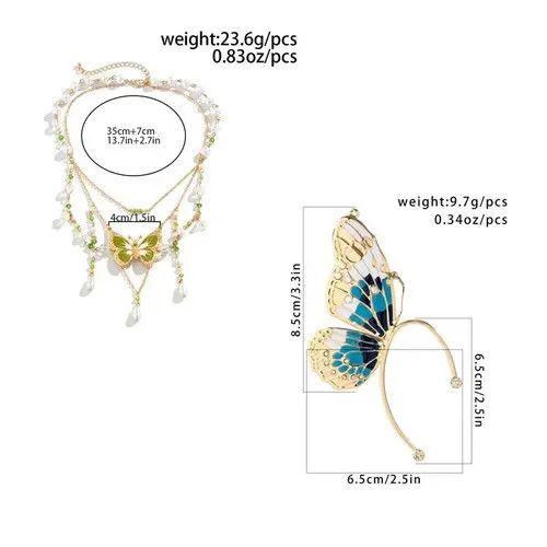 Japanese Brand × Vintage 2Pcs Kpop Multilayer Lovely Butterfly Pendan Size ONE SIZE - 4 Thumbnail