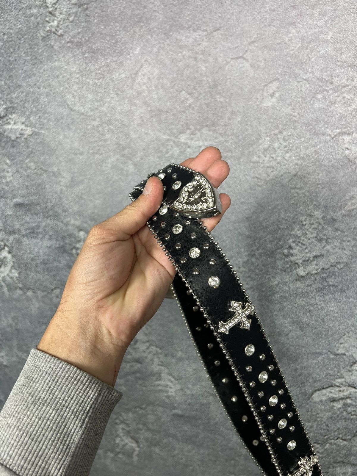 Vintage B.B Simon Style Vintage Western Leather Belt With Cross Size ONE SIZE - 7 Thumbnail