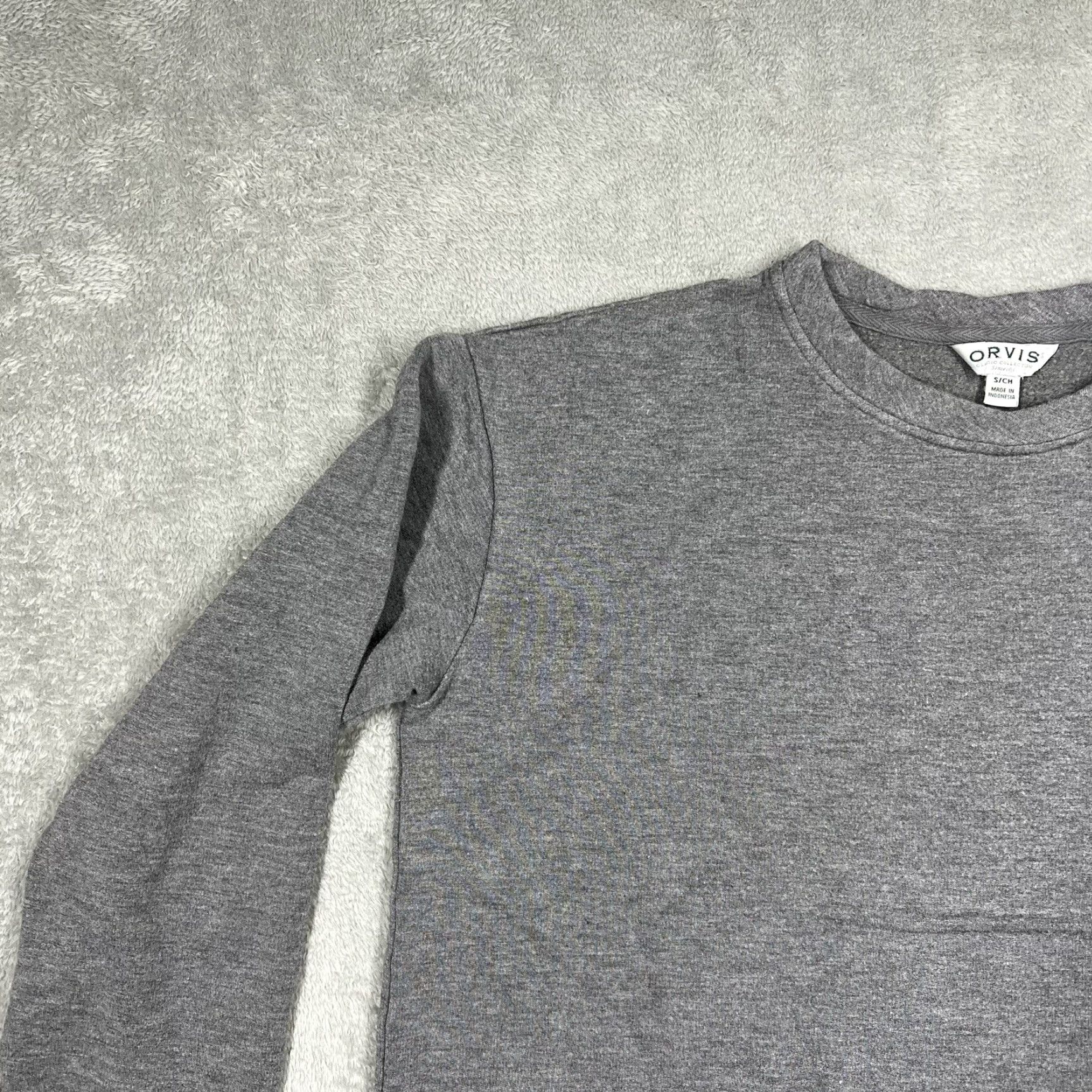 Orvis Orvis Mens Small Oversize Pullover Crew Neck Sweater Gray Long Sleeve Fleece EUC Size US S / EU 44-46 / 1 - 5 Thumbnail