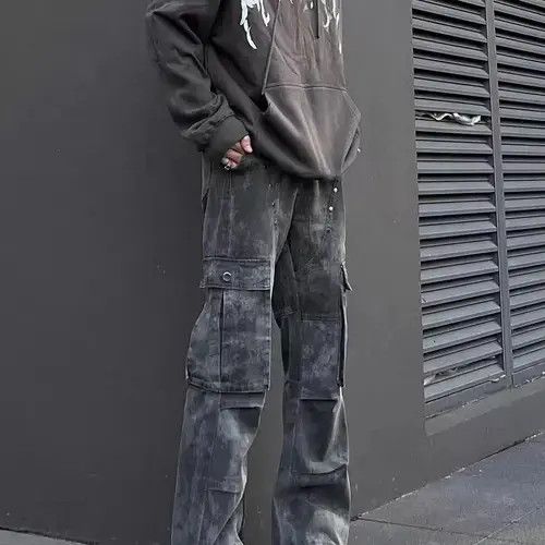 Jean Camouflage Grey Work Loose Hip Hop Jeans Size US 32 / EU 48 - 1 Thumbnail