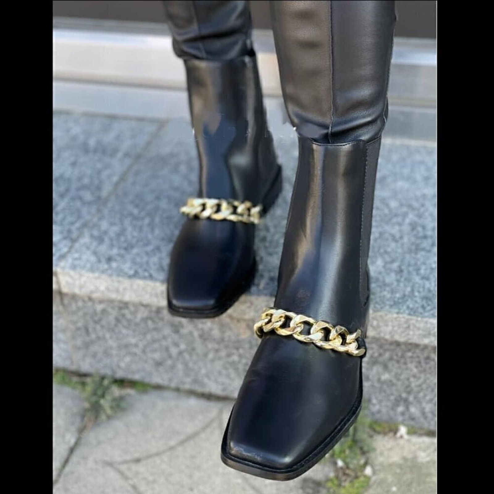 Zara ZARA Black US 8 Square Toe Boots NWT LAST ONE!!! Size US 8 / IT 38 - 7 Thumbnail
