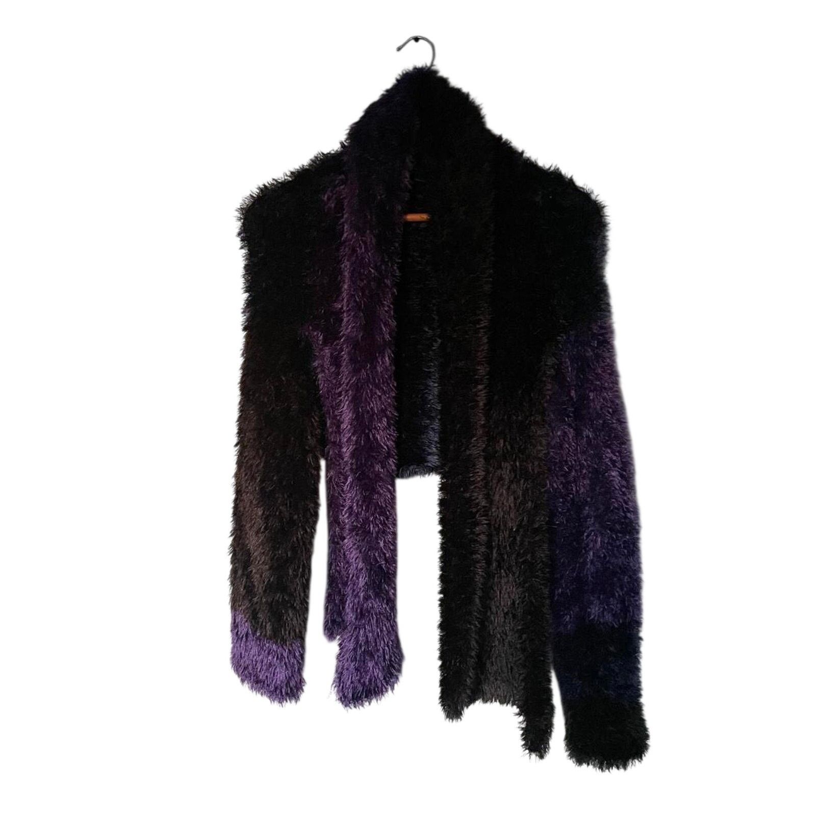 Other Vintage Y2k Purple Fuzzy Cropped Sweater Jacket & Scarf OS Size M / US 6-8 / IT 42-44 - 3 Thumbnail