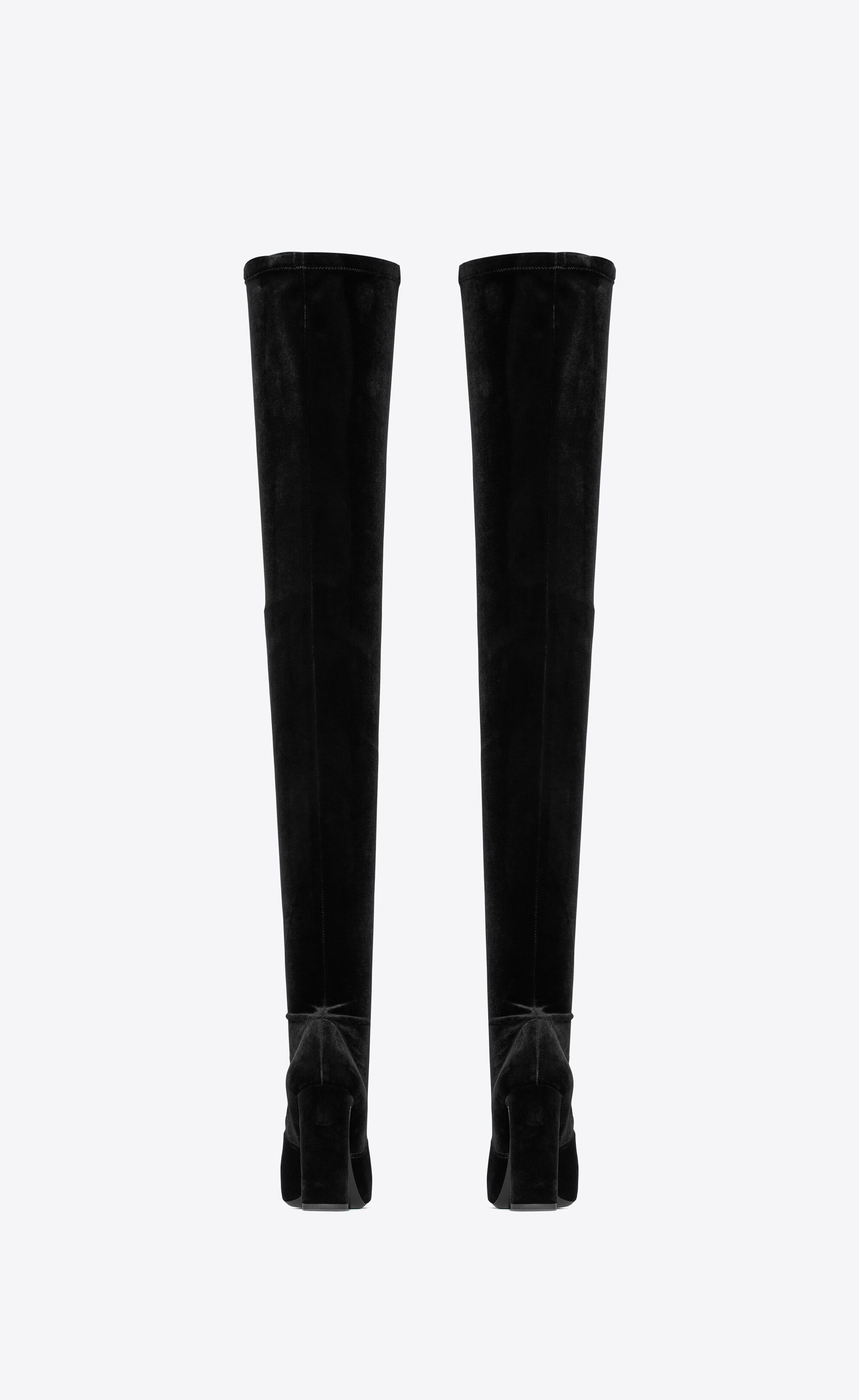 Saint Laurent Paris oc11z1125 Auteuil Over The Knee Boots in Stretch Velvet Size US 8.5 / IT 38.5 - 3 Thumbnail