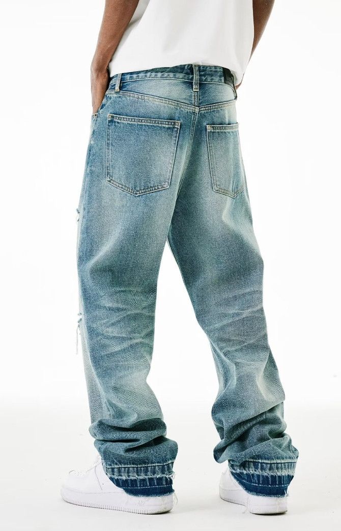 Vintage washed ripped bootcut jeans