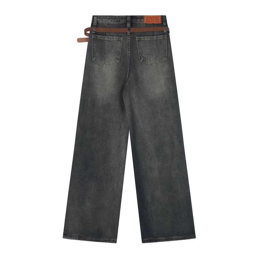 Japanese Brand × Jean Stitching washed distressed men's hiphop trendy belted jeans Size US 32 / EU 48 - 2 Thumbnail