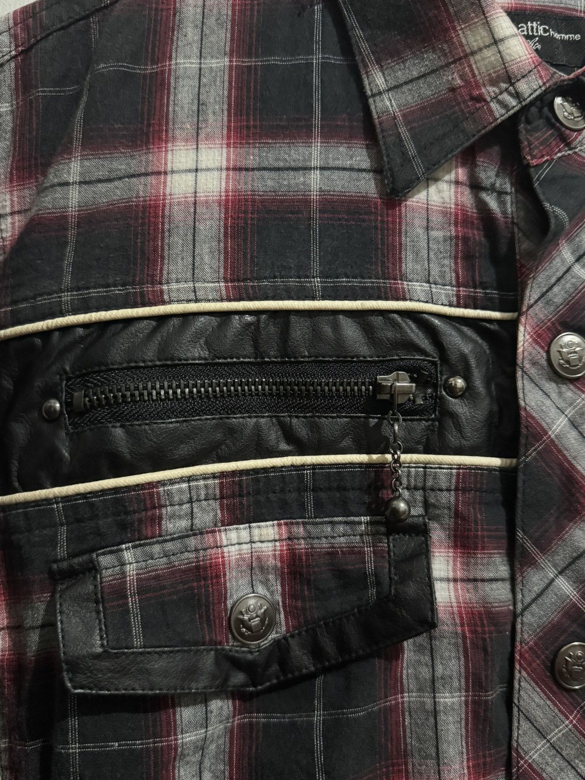 In The Attic IN THE ATTIC IFSIXWASNINE LEATHER LINE GIMMICK CHECK SHIRT Size US M / EU 48-50 / 2 - 4 Thumbnail