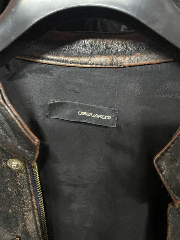 Dsquared2 Dsquared2 Distressed Leather Jacket – Snap Front – IT 44 Size US S / EU 44-46 / 1 - 3 Thumbnail